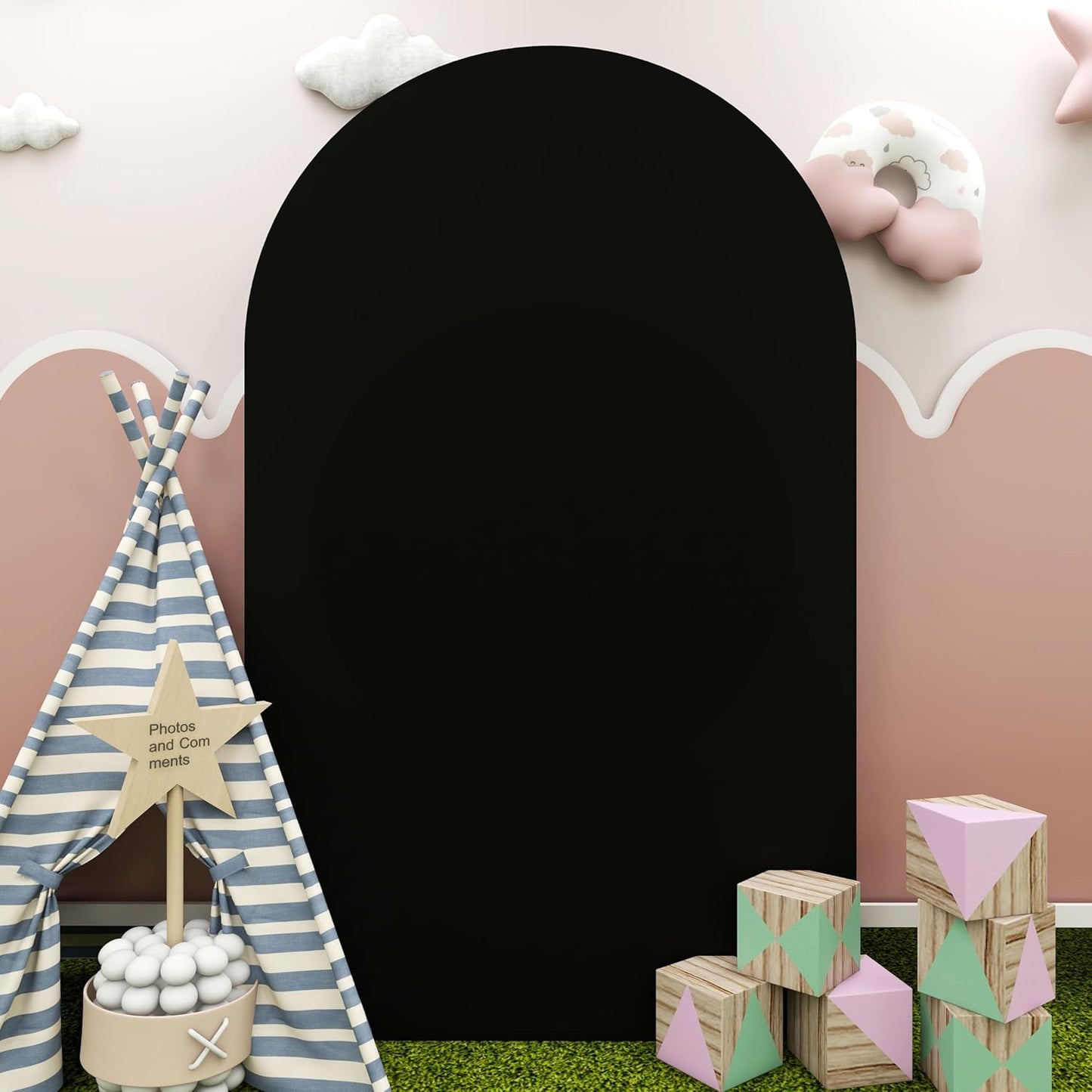 Black Arch Cover 4x7.2ft Arch-Backdrop-Cover Spandex Arched Covers Stretchy Backdrop Chiara Arches Frame Fabric for Birthday Party Baby Shower Gender Reveal Wedding Arch Back Drop Arbor Decor