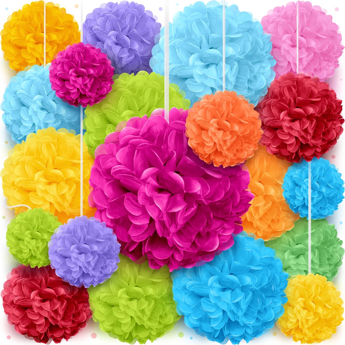 Tissue Paper Pom Poms - Large Tissue Paper Flowers for Fiesta Parties, Baby Shower Decorations