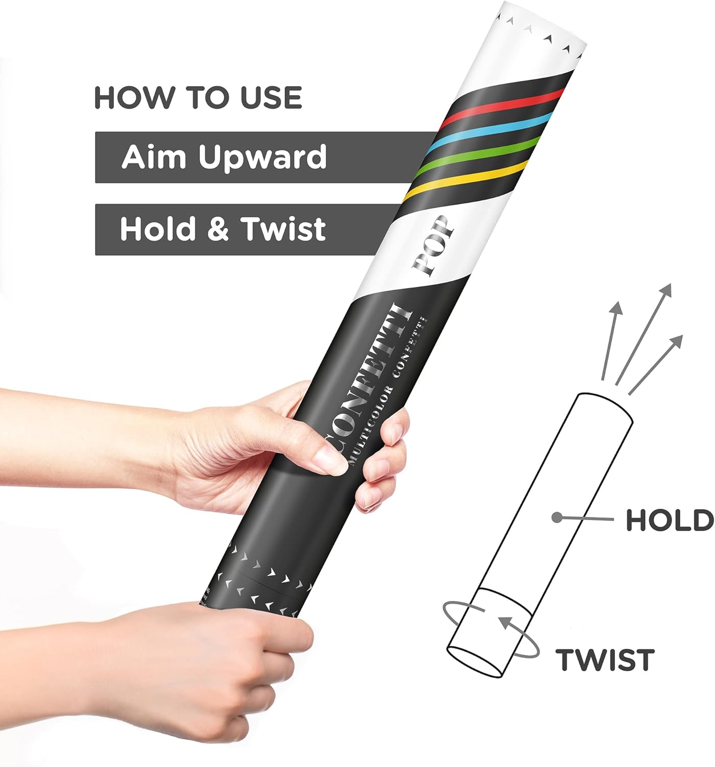 16" Confetti Poppers Cannon - 12pack Extra Large Party Poppers, Confetti Shooters, Multicolor Biodegradable Cannons, Launch 25ft, Loud Pop - Birthdays, Wedding Send Off, New Year's Eve