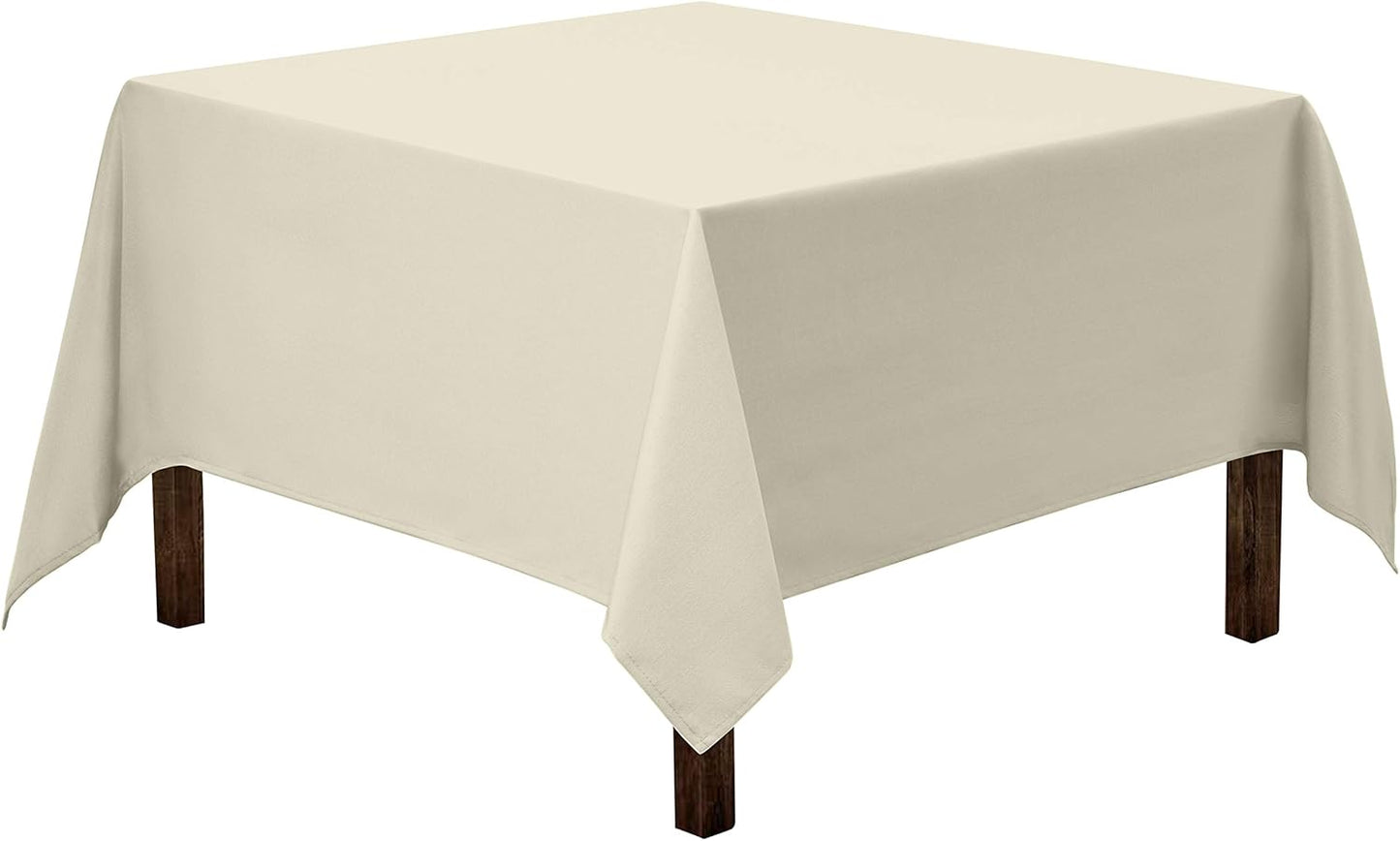 Gee Di Moda Square Tablecloth - 52 x 52 Inch Ivory Table Cloth for Small Square or Round Tables - Heavy Duty Washable Fabric - for Buffet Table, Holiday Party, Dinner, Wedding & Baby Shower