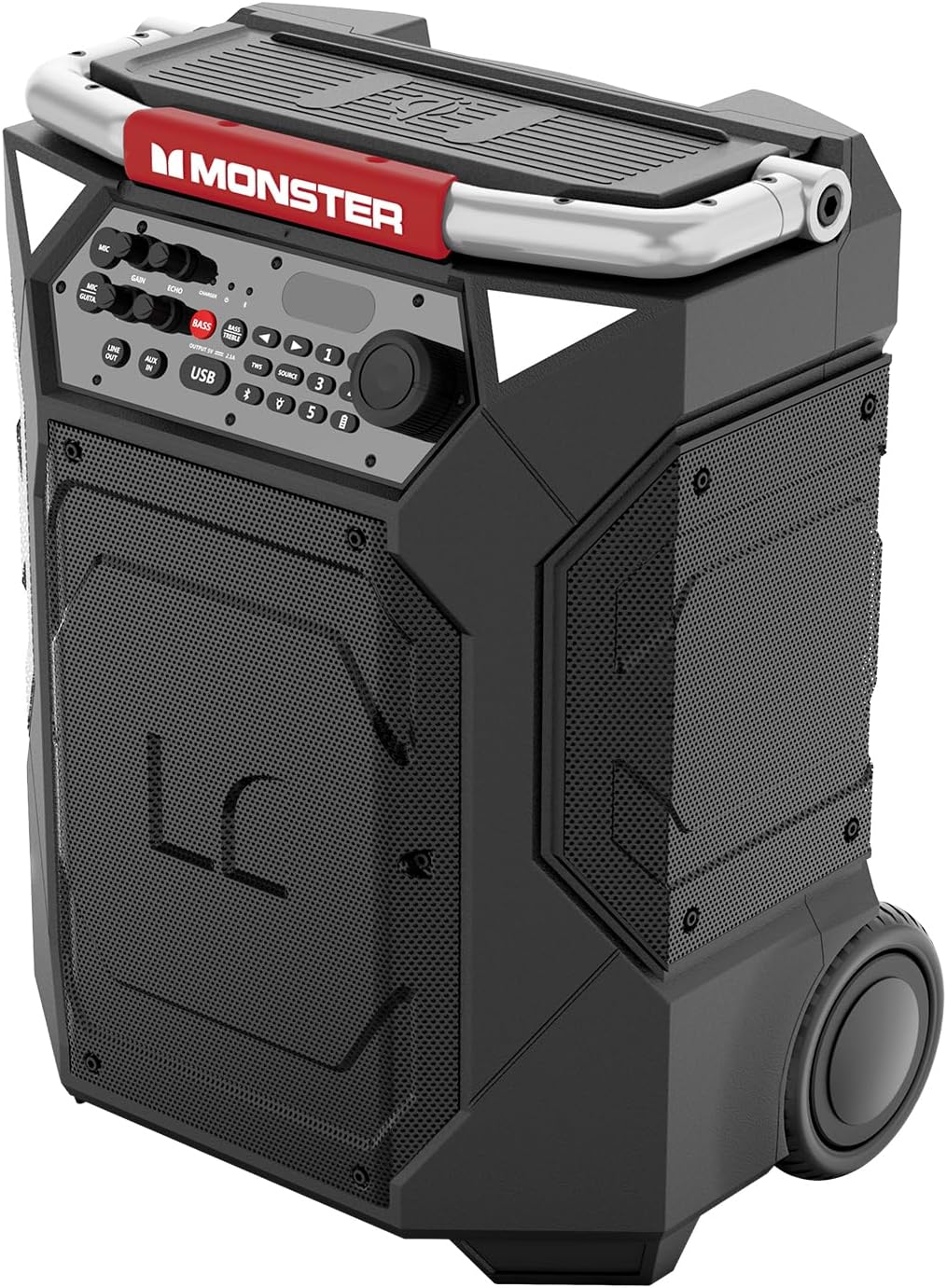 Monster Rockin’ Roller 360 Indoor/Outdoor Portable Bluetooth Speaker | Up to 240W of 360 Degree Sound & Up to 100 Hours of Playtime | Includes Microphone