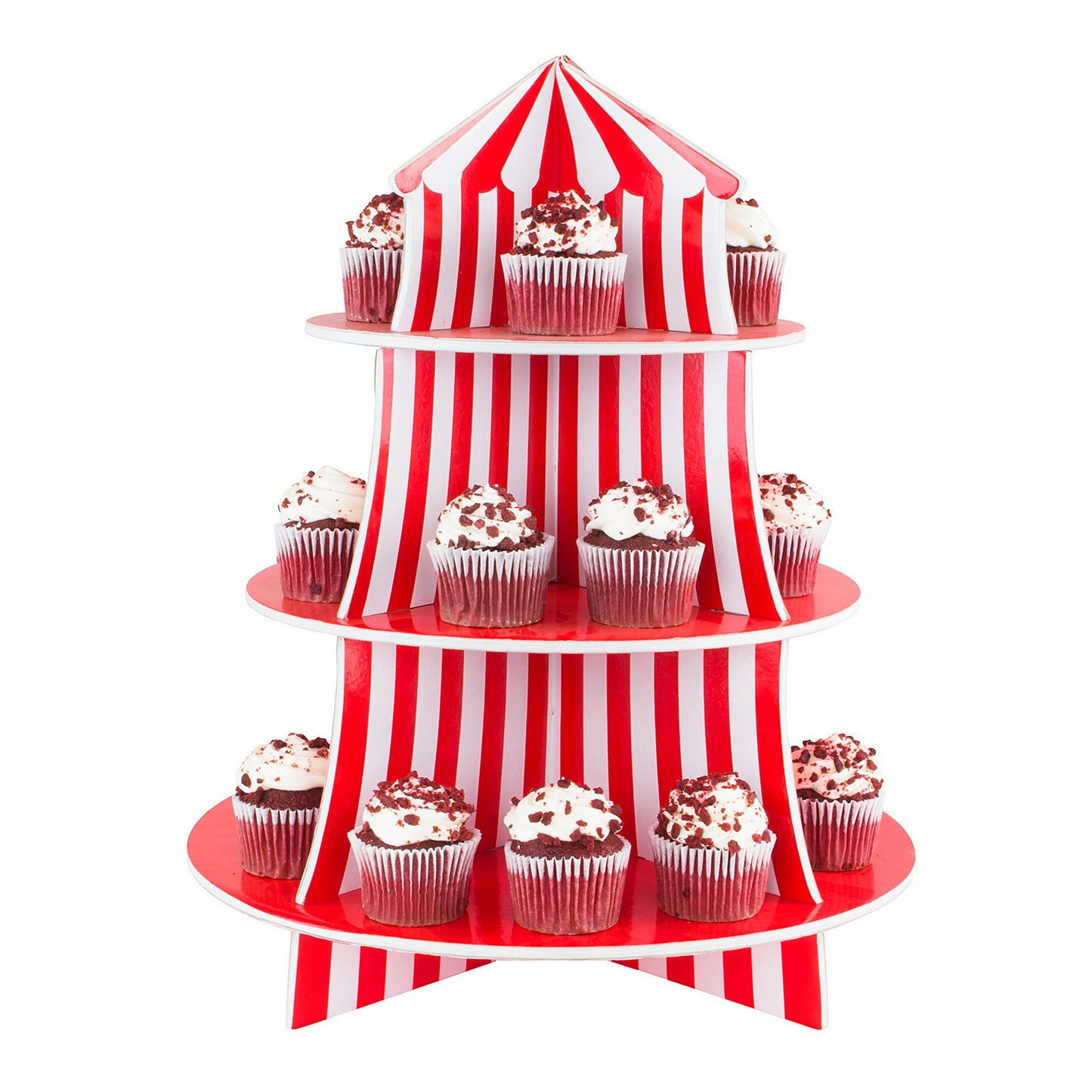 Super Z Outlet 3 Tier Cupcake Foam Stand with Circus Carnival Tent Design for Desserts, Birthdays