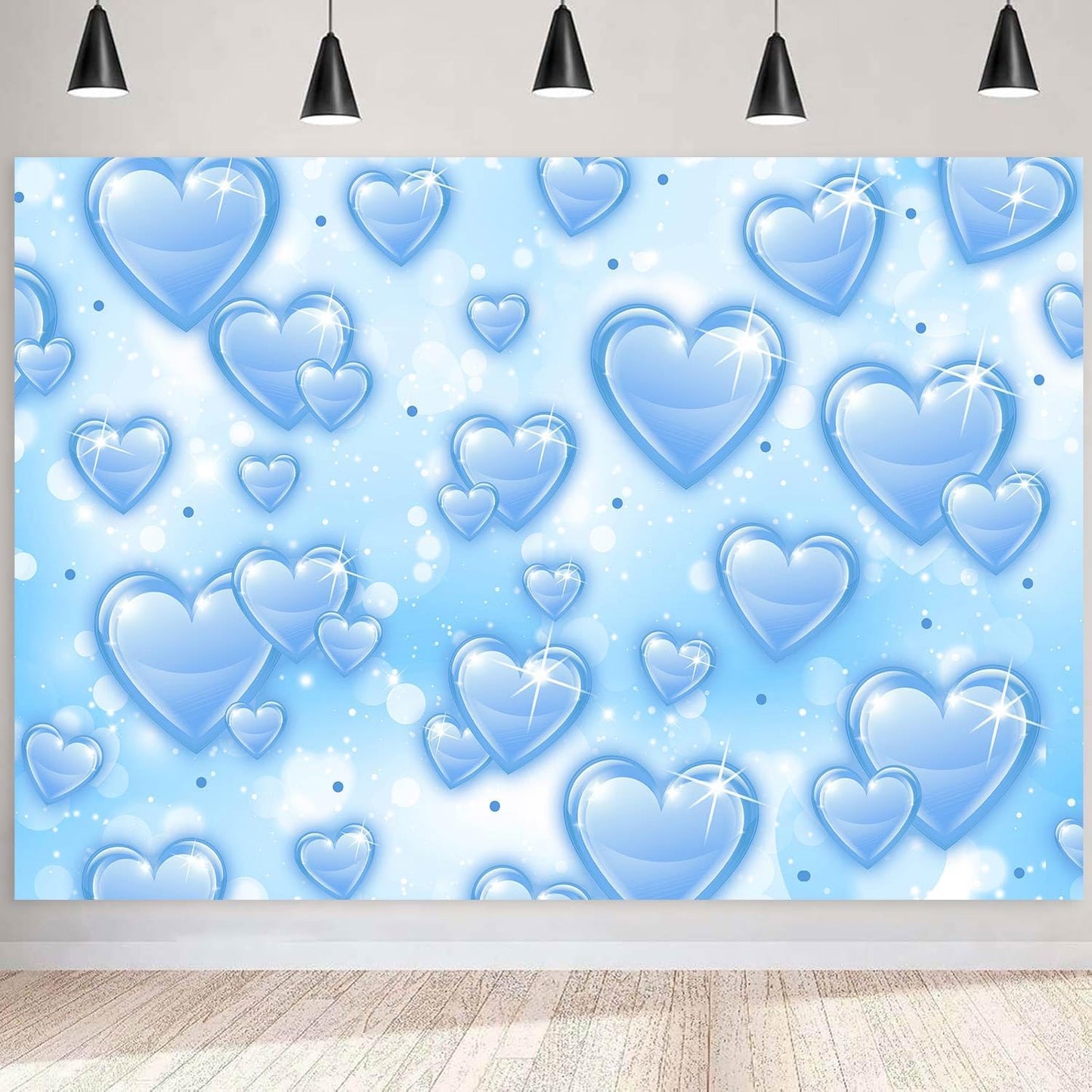 Sensfun 10x7ft Light Blue Heart Backdrop Early 2000s Party Decorations Old School Backdrops Valentines Day 90s Hearts Y2K Birthday Party Banner Newborn Photography Background Selfile Photo Booth Props