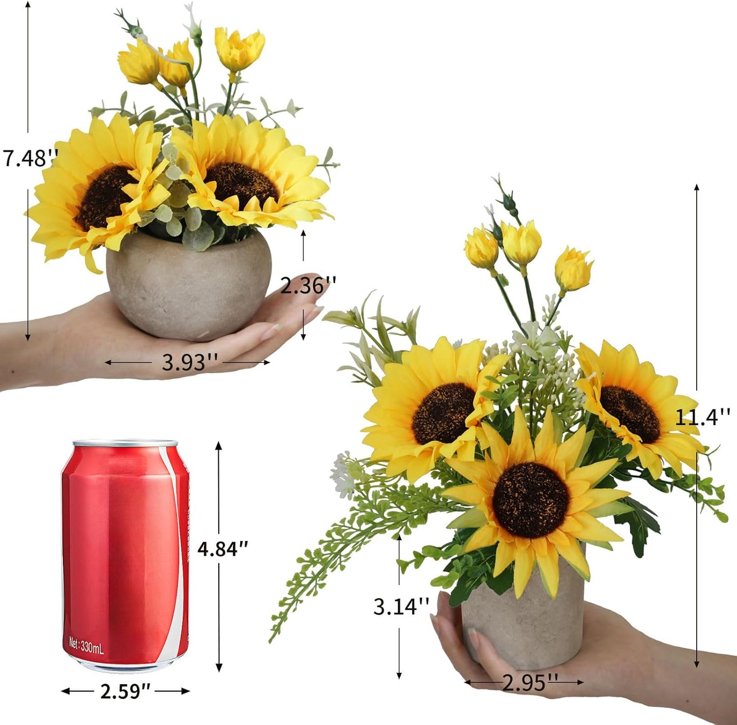 Leftover Sunflower Artificial Flowers Pot,Sunflower Decor,Flower Centerpieces for Tables,Fake Flowers in Vase for Summer Decor, Yellow Decor