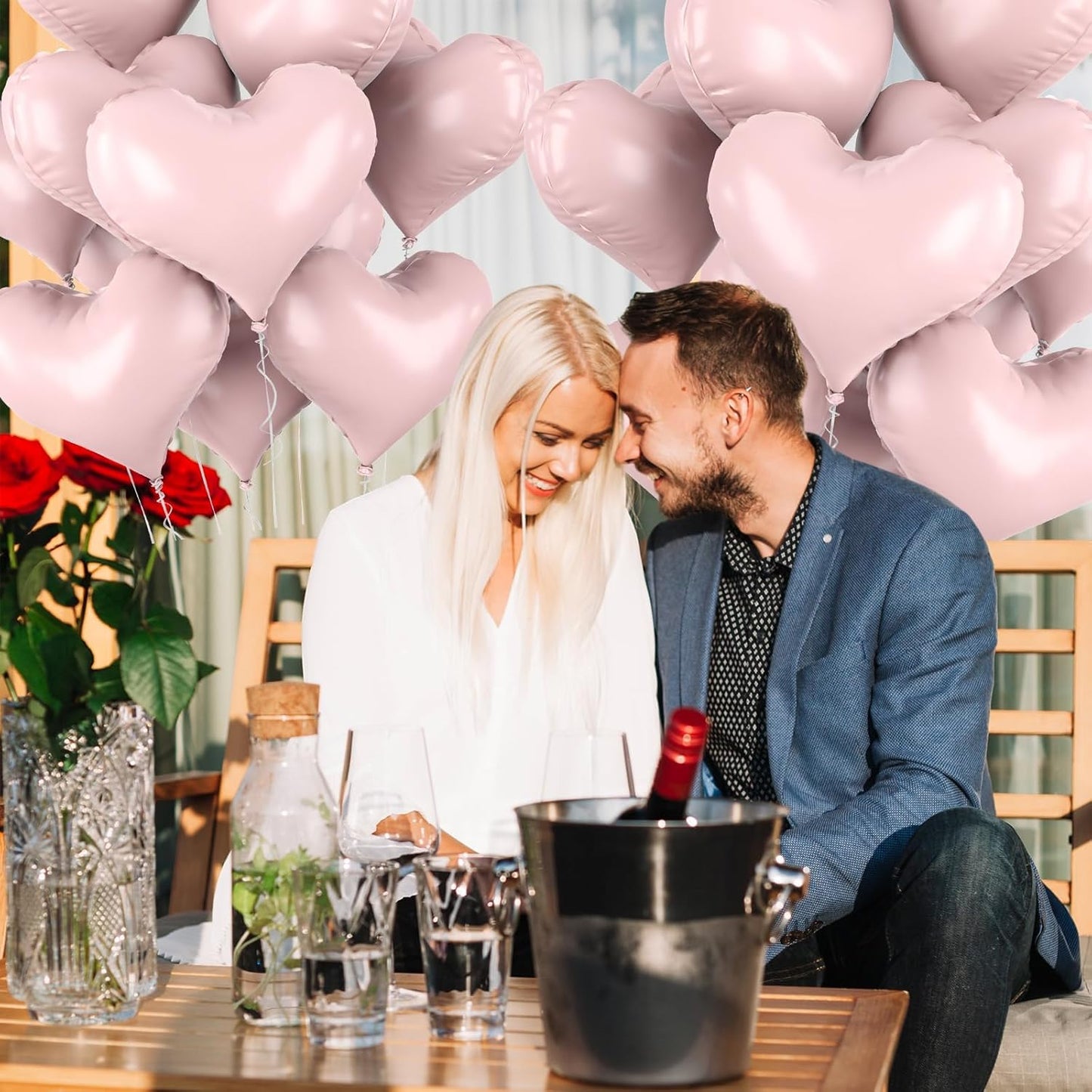 20 Inch Baby Pink Heart Balloons, 10 Pcs Light Pink Heart Foil Balloons, Pastel Helium Balloon for Girls Women Valentine Bridal Shower Anniversary Wedding Birthday Bachelorette Party Decorations