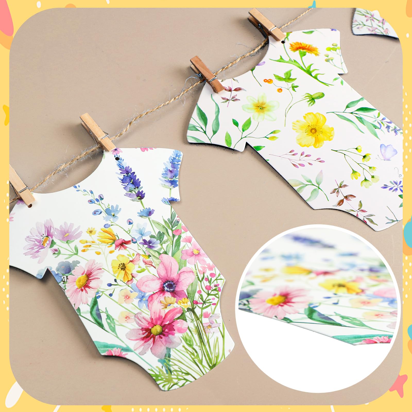Frienda Baby in Bloom Paper Banner Wildflower Dress Bodysuit Garland Outfit Set with Clips Hemp