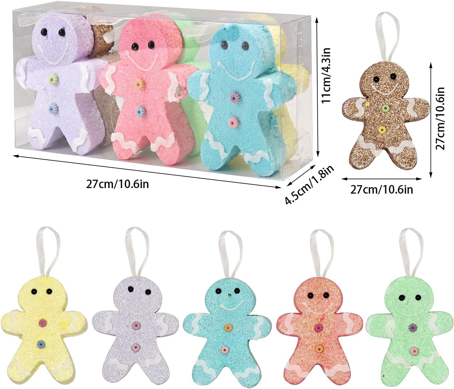 LANGXUN 6pcs Gingerbread Man Candy Land 2025 Xmas Party Suppiles Decoration, Hanging Candy Cane Christmas Tree Décor, Christmas Decorative Hanging Ornaments Crafts