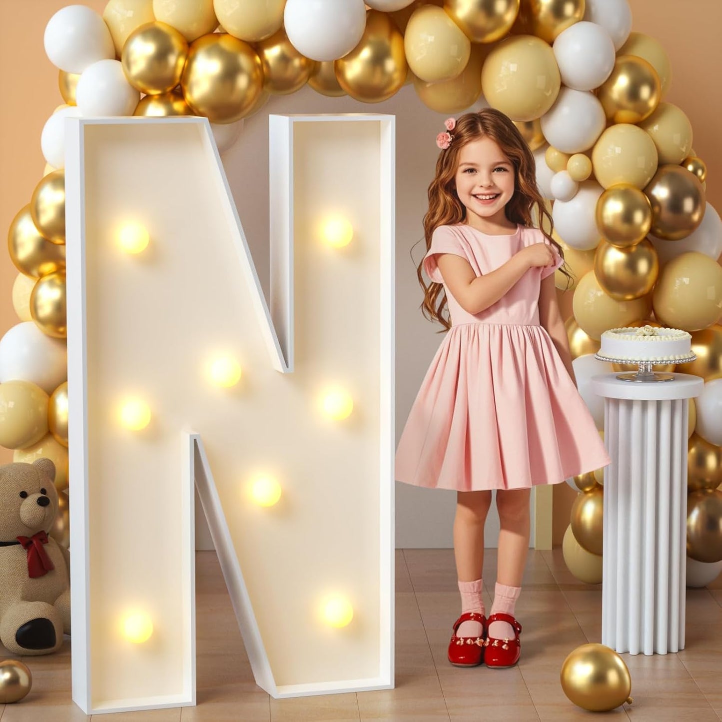 imprsv Marquee Light Up Letters, 3FT Mosaic Letters with Light for Baby Shower Graduation Party Decor, Large N for Engagement Wedding Party Decorations (Need to Assemble)