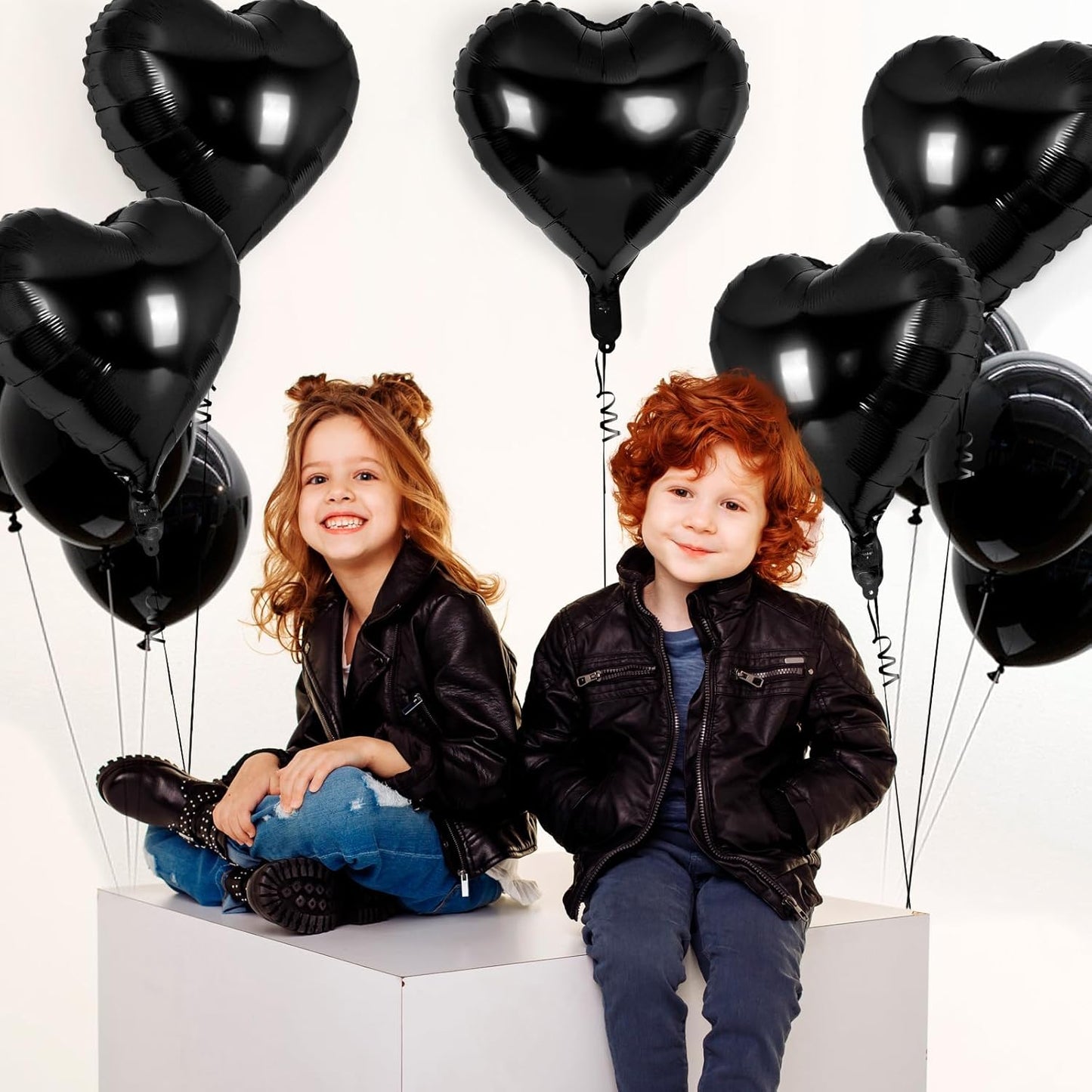 24 Pcs Black Heart Balloons,18 inch Heart Shape Foil Balloons Love Balloons Valentine Balloons for Birthday Party Wedding Engagement Party Baby Shower Valentine Day Decorations (Black)