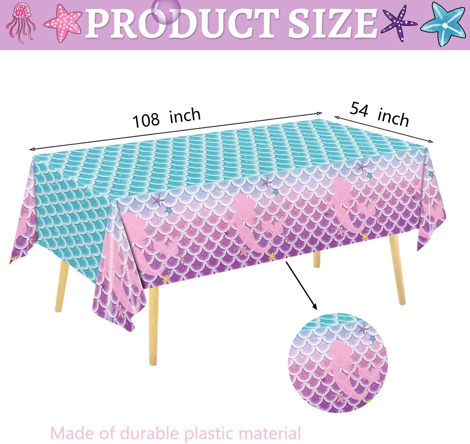 122Pcs Mermaid Birthday Party Decorations Set Mermaid Party Supplies Includes Plates, Napkin, Fork
