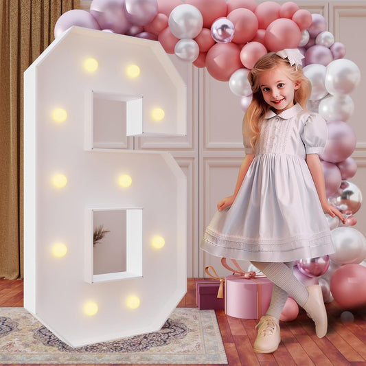 imprsv 4FT Marquee Numbers,DIY Light Up Numbers for 6th 16th Birthday Decorations, Party Party Decorations,Anniversary Party Decor,Mosaic Number for Balloons Number 6,Pre-Cut Foam Board Kit