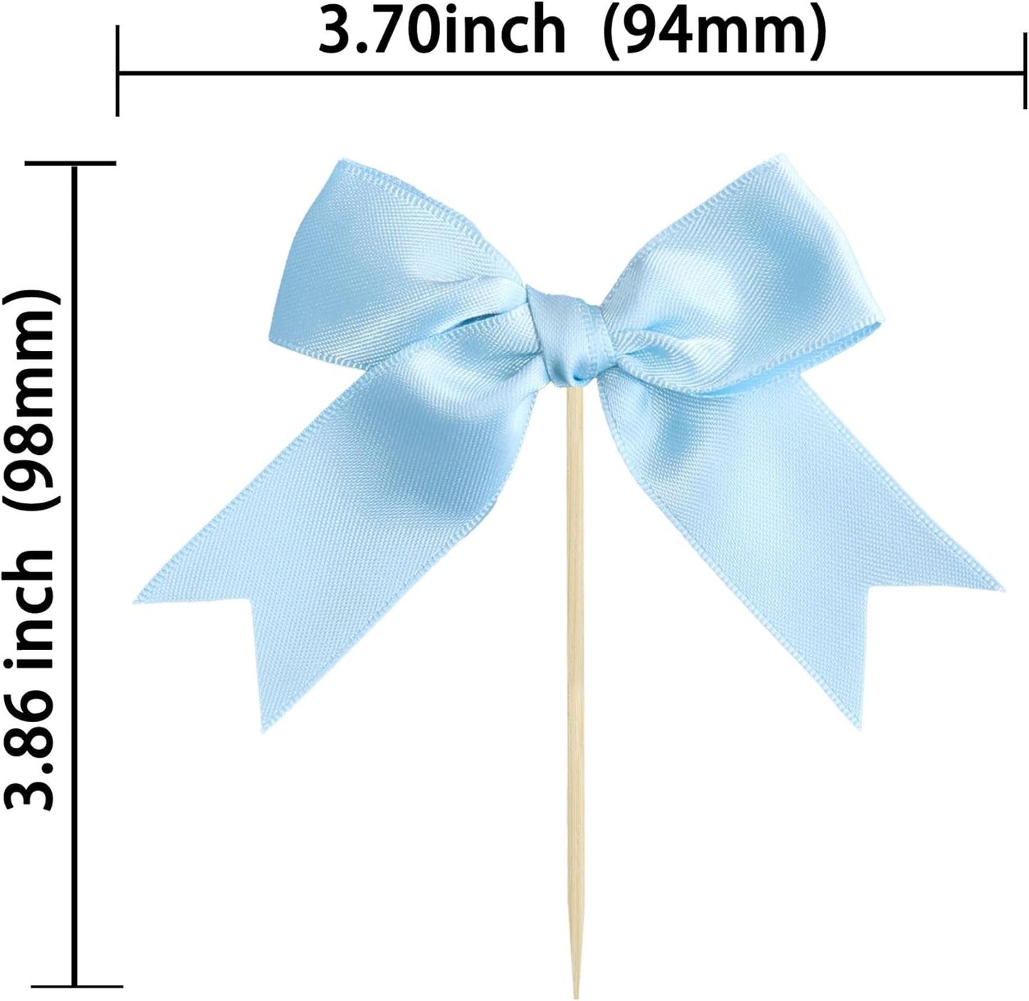 Gyufise 24Pcs Bow Cupcake Toppers Coquette Bow Girls Birthday Cake Decorations Bowknot Cake Toppers Bowknot Cupcake Picks for Baby Shower Birthday Wedding Bridal Engagement Party Supplies Lake Blue