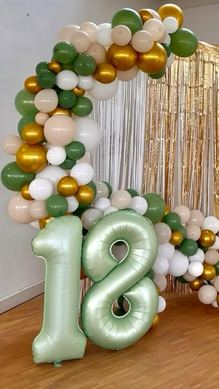 Sage Green Foil Number 8 Balloon 40 Inch, Helium Mylar Eight Number 8 18 28 38 48 58 80 88 Birthday Balloons, 8th Oliver Green Women Men Wedding Anniversary, Graduations Party Supplies