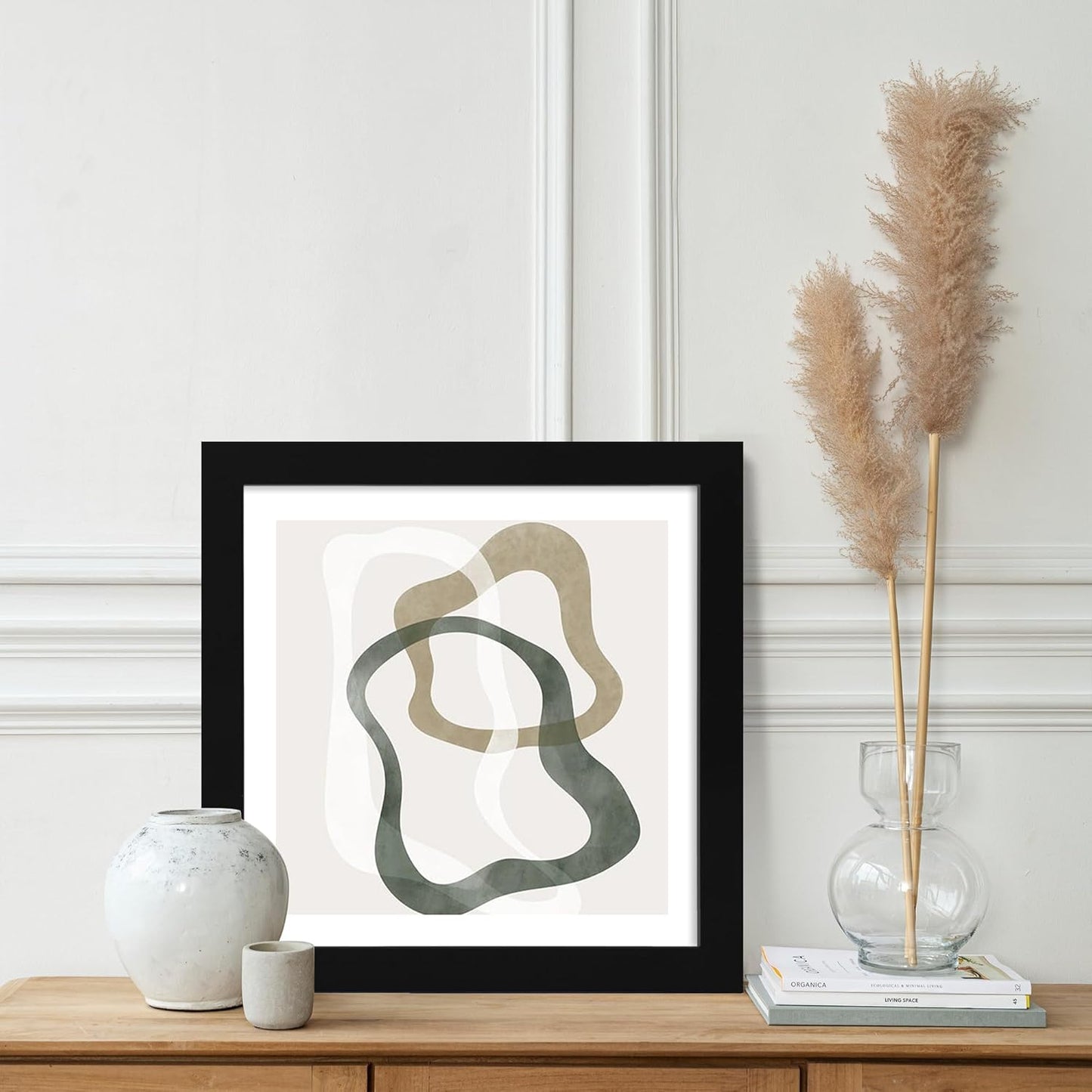 12x12 Picture Frame Set of 2, Black Wood Frame with Glass Collage Frame, Display Pictures 4-4x6 With Mat or 12 x 12 Without Mat, Square Photo Frames Collage for Wall Hanging or Tabletop