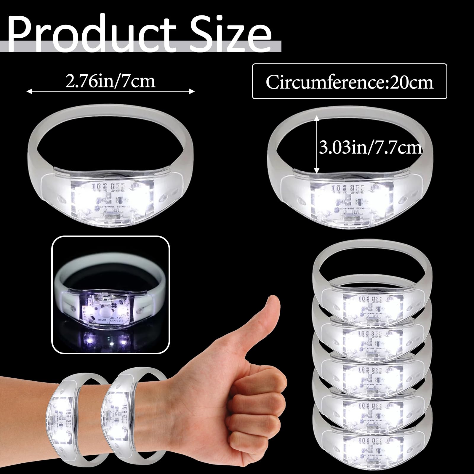 Dhseinat 24 Pcs LED Glow Bracelets Sound Activated Bracelet Glow Bracelets with Flashing LED Strobe
