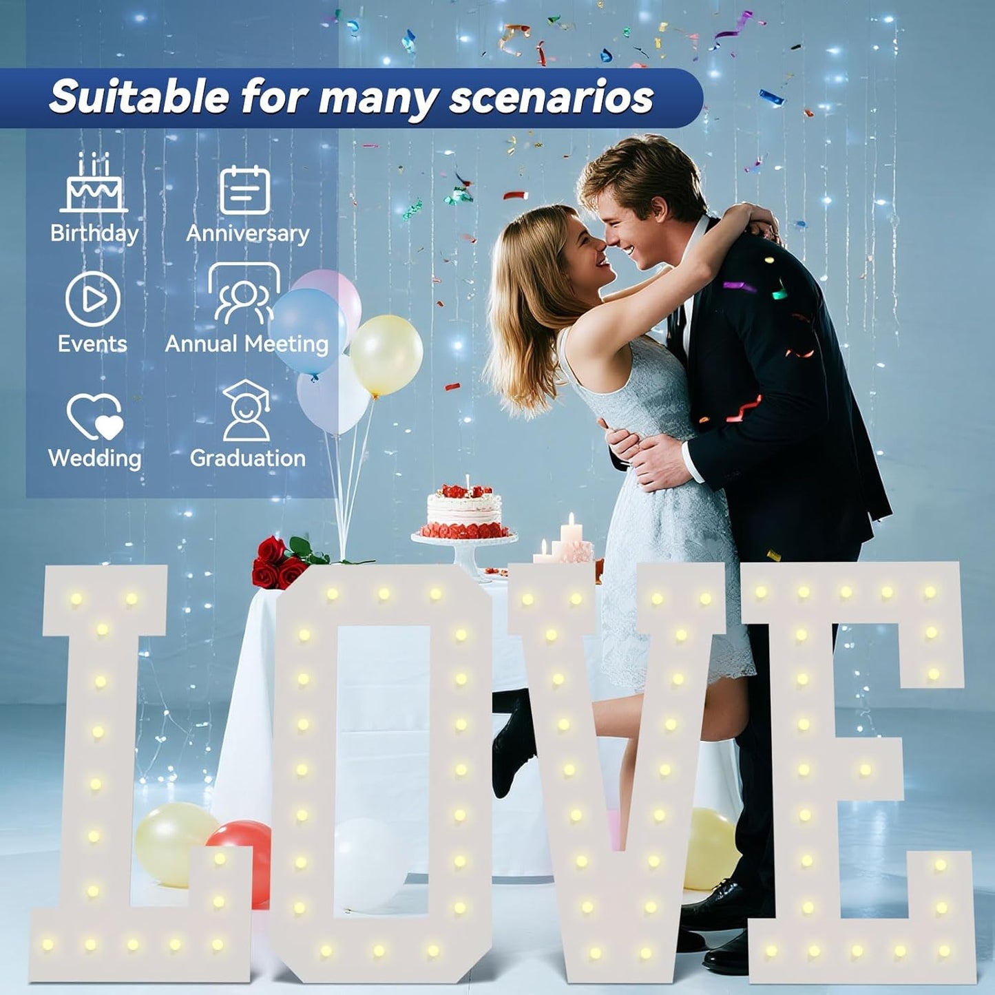 4FT Marquee Light Up Letters - Large Marquee Letters 4 Feet Tall for Birthday Party Decorations, Big Letter for Wedding Event Marry Me Baby Shower Bridal Shower, Letter Y