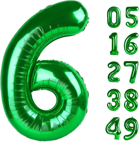 40 Inch Green Mylar Foil Number 6 Birthday Balloon, Digital Balloons for 6 16 Boy Girl Party Decorations Supplies, Big Helium Balloon Numbers for 26 36 46 60 Men Women Anniversary