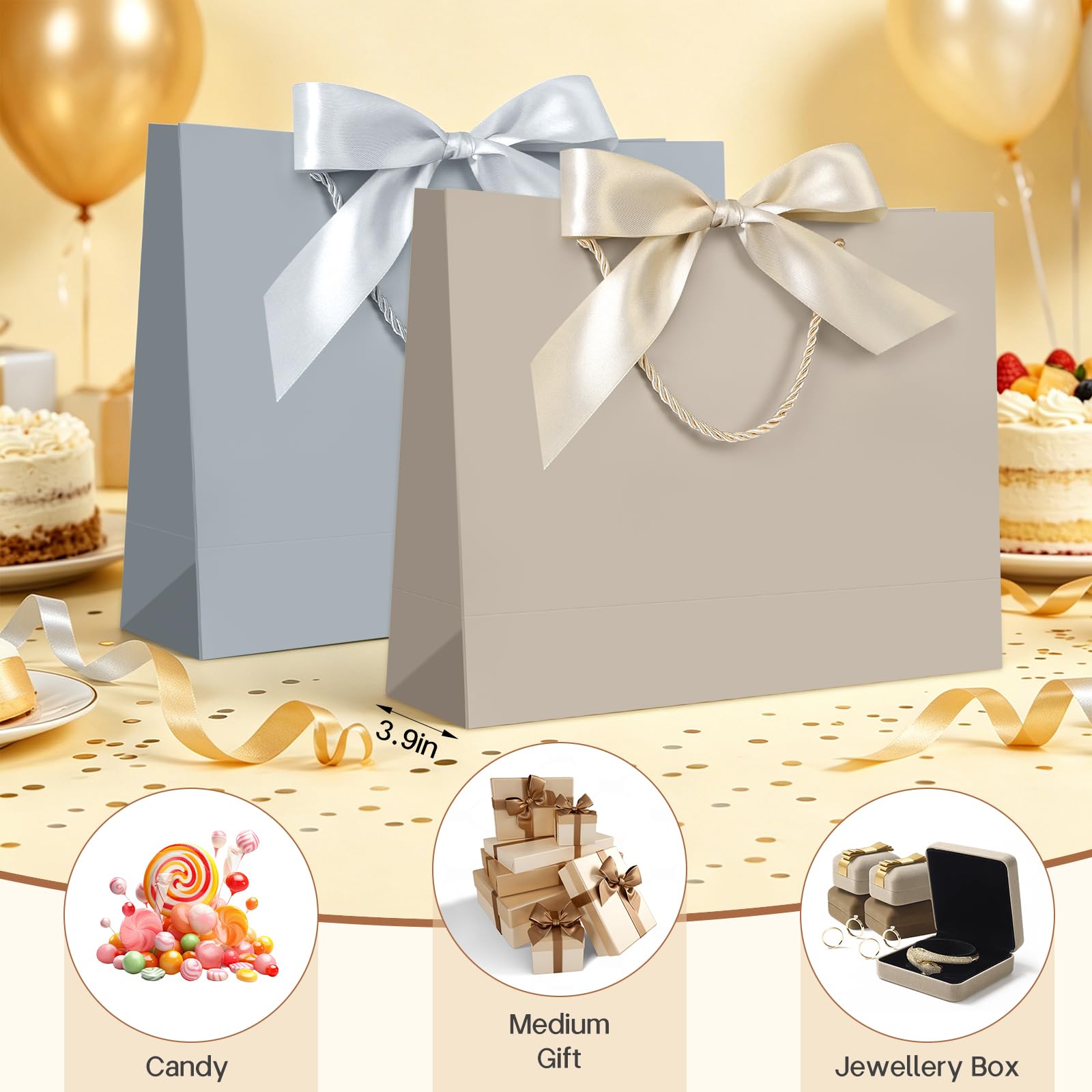 JMANNI Gift Bags with Handles, 13" Medium Gift Bags with Tissue Paper