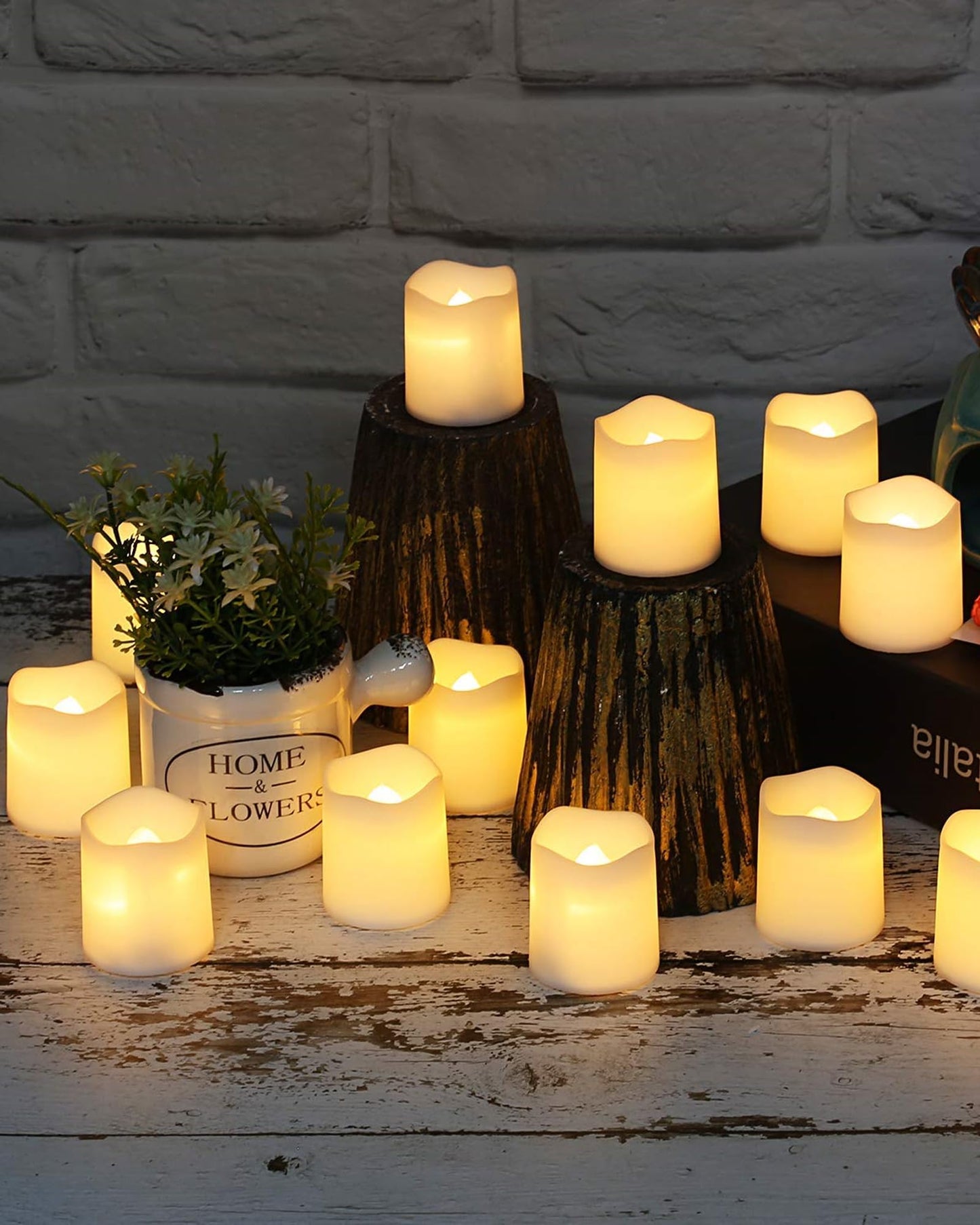 SHYMERY Flameless Votive Candles,Flameless Flickering Electric Fake Candle,24 Pack 200+Hour Battery