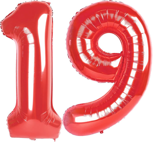 Red Number 19 Balloon