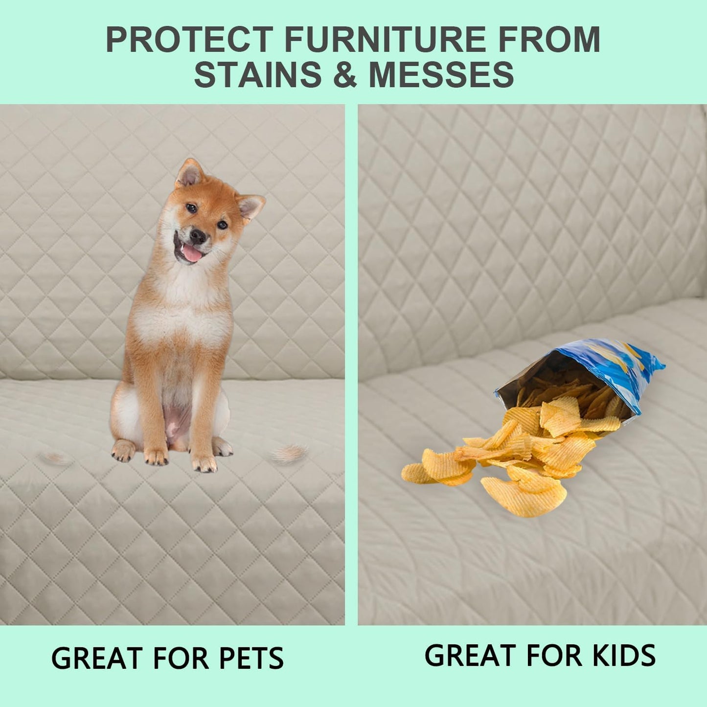 Reversible Loveseat Sofa Covers Couch Cover Furniture Protector(Loveseat,Beige/Beige)