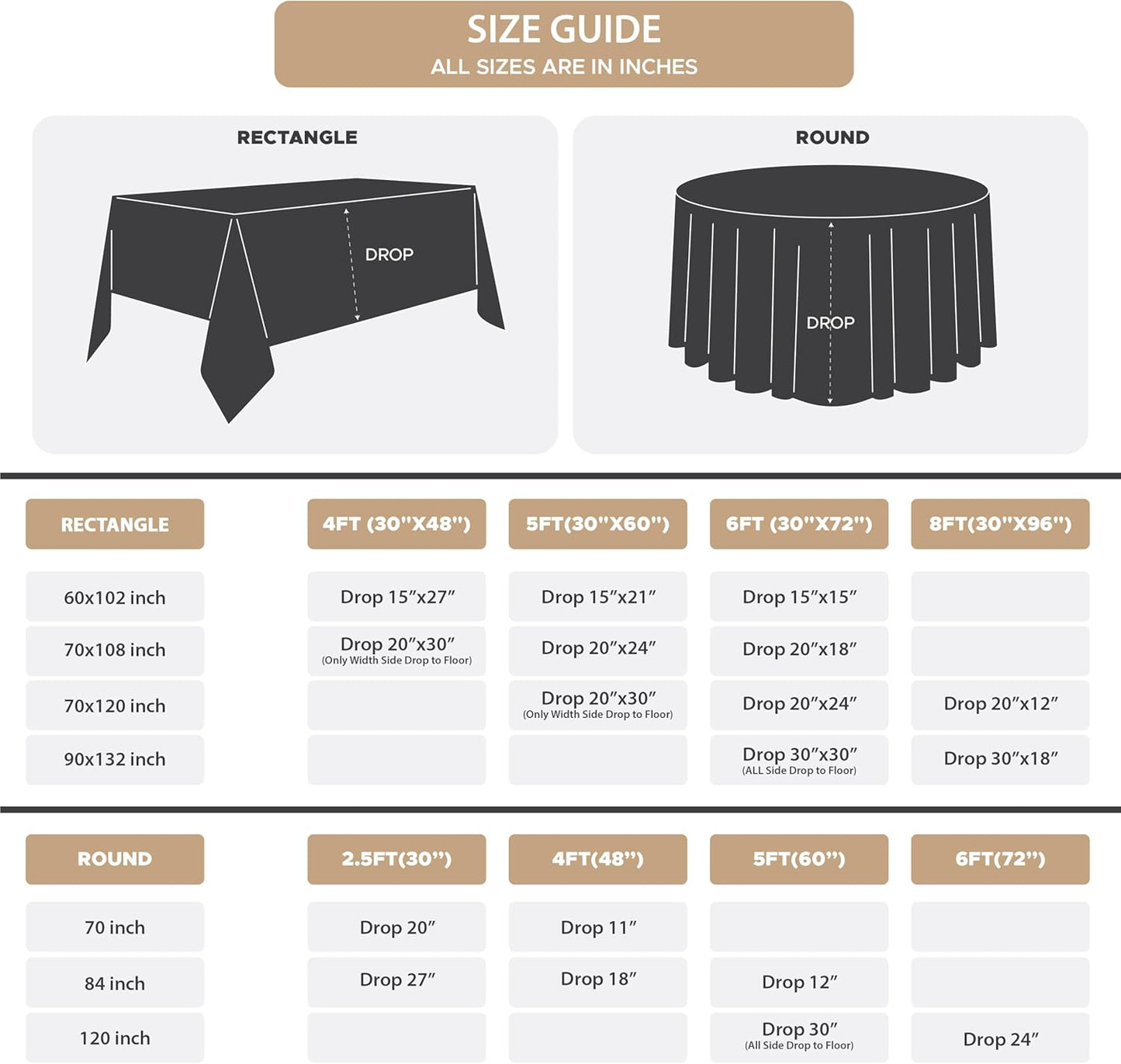 Fitable 8 Pack Rectangle Tablecloths: Stain Resistant Wrinkle Free Fabric Table Clothes, Washable Reusable Polyester Table Covers for Wedding Party Birthday Banquet Reception(Navy, 60x102 Inch)