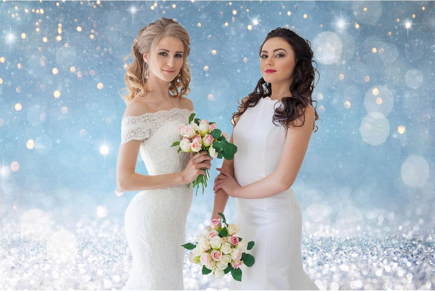 6x4ft Blue Bokeh (Not Glitter) Backdrops Birthday Party Abstract Golden Sparkling Spots Photography Background Baby Shower Wedding Prom Graduation Party Bokeh Decor Banner Photoshoot Props