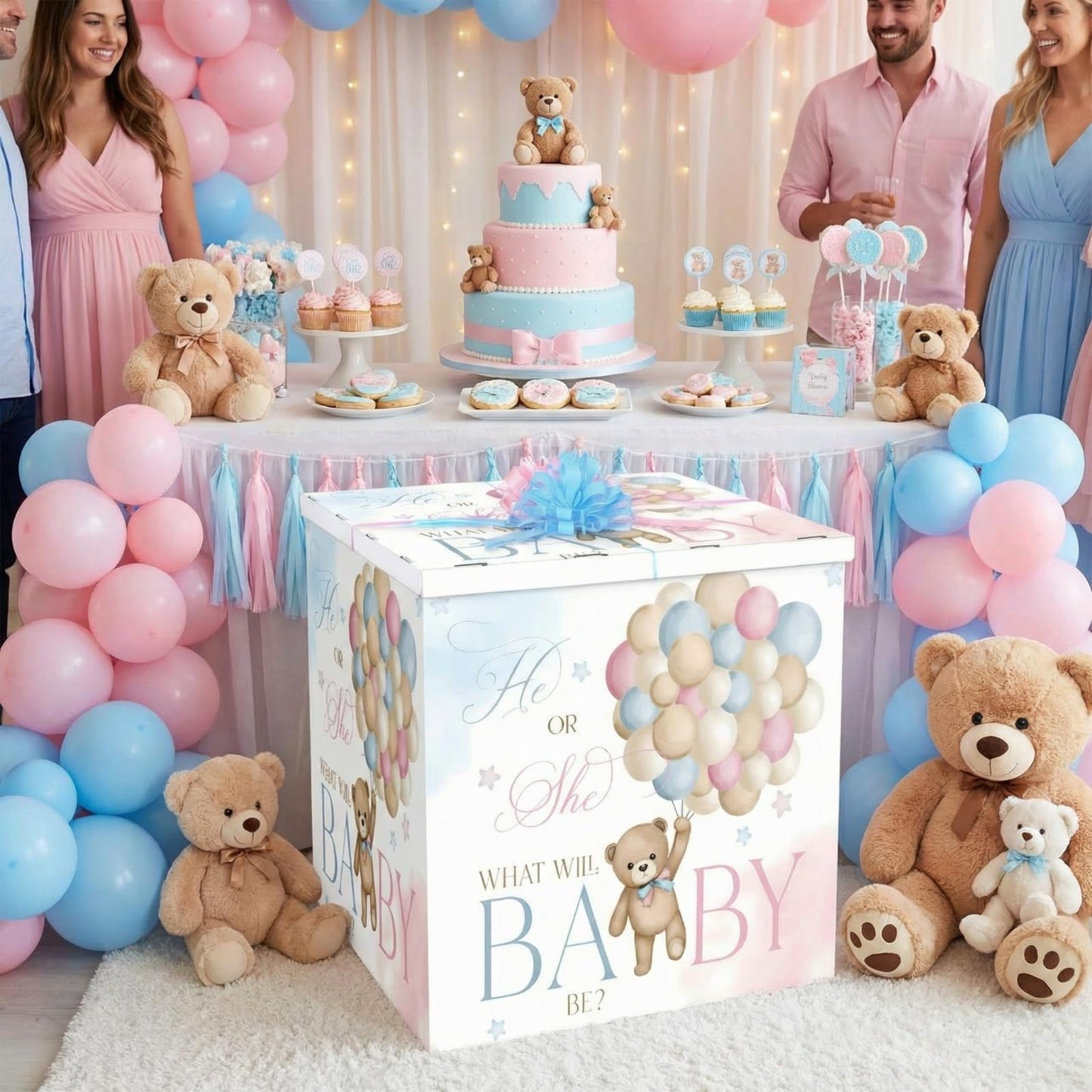 AmazingSpark 28in Giant Gender Reveal Gift Box with Lid Kit Oversized Gender Reveal Balloon Box