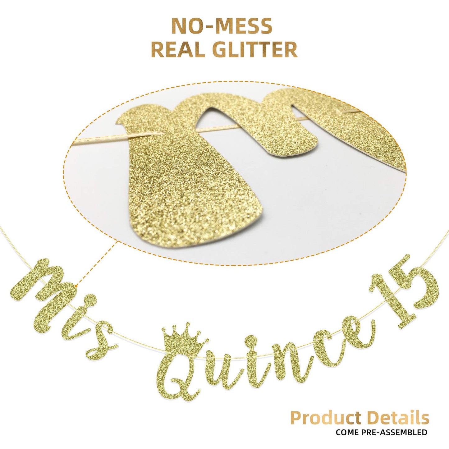 Qttier Mis Quince 15 Banner, 15th Birthday Party Decorations