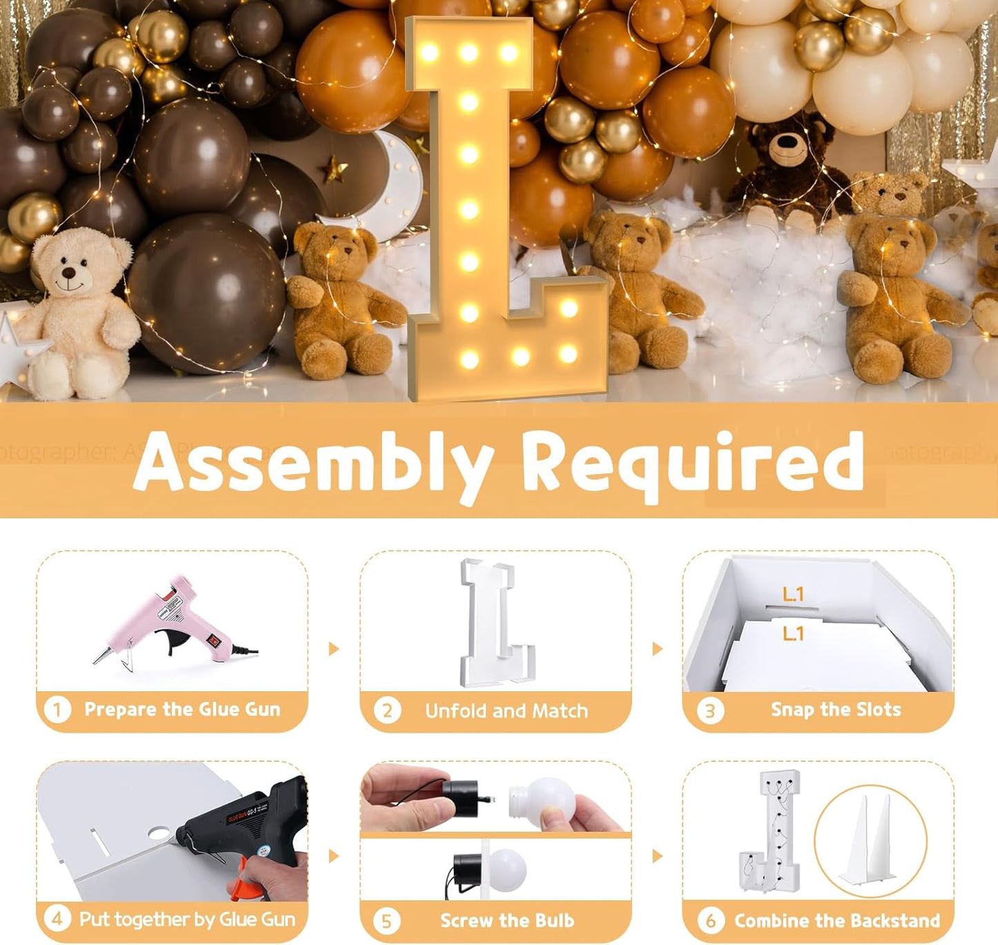 imprsv 4FT Marquee Light Up Letters for Birthday Party Decorations Large Marquee Letters for Wedding Event Bridal Shower Engagement Anniversarty Party Decor,Letter L