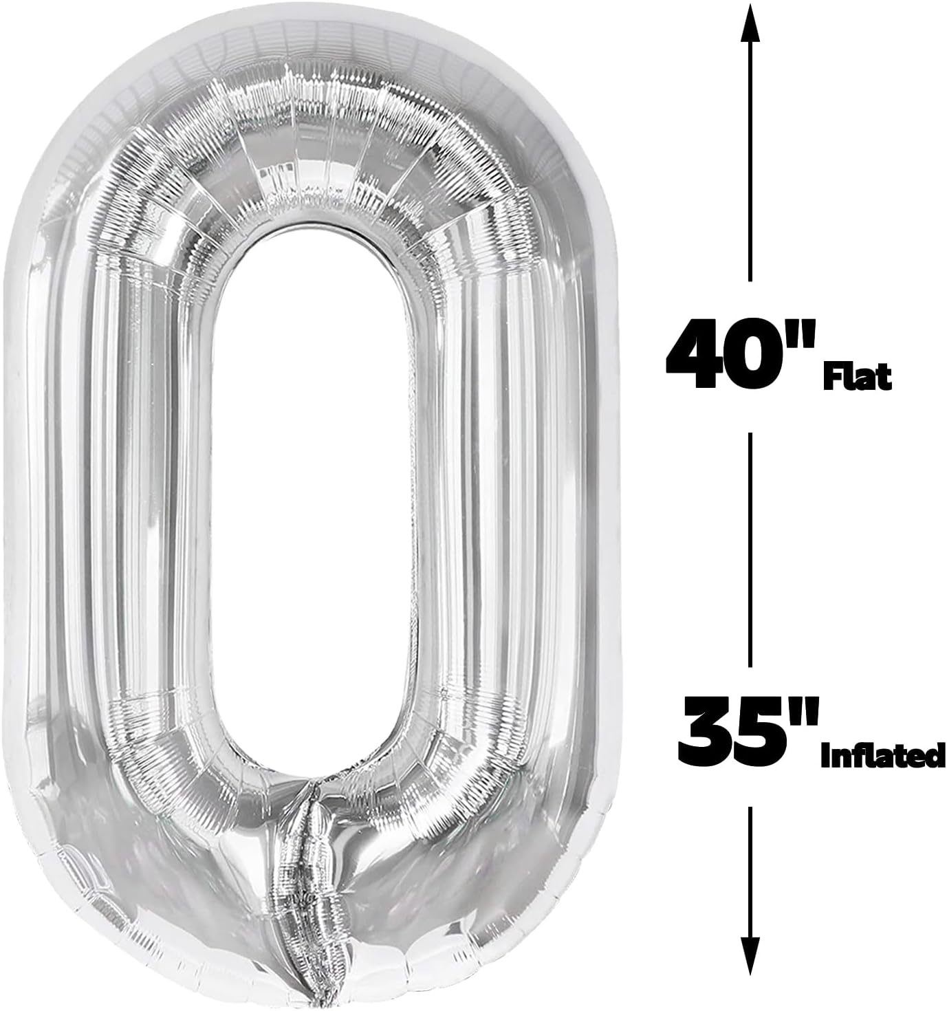 Silver 40 Inch 0 Number Balloons, 0 Decorations for 10 20 30 40 50 60 70 80 90 100Birthday, Foil Giant Birthday Graduations Anniversary Party Balloons