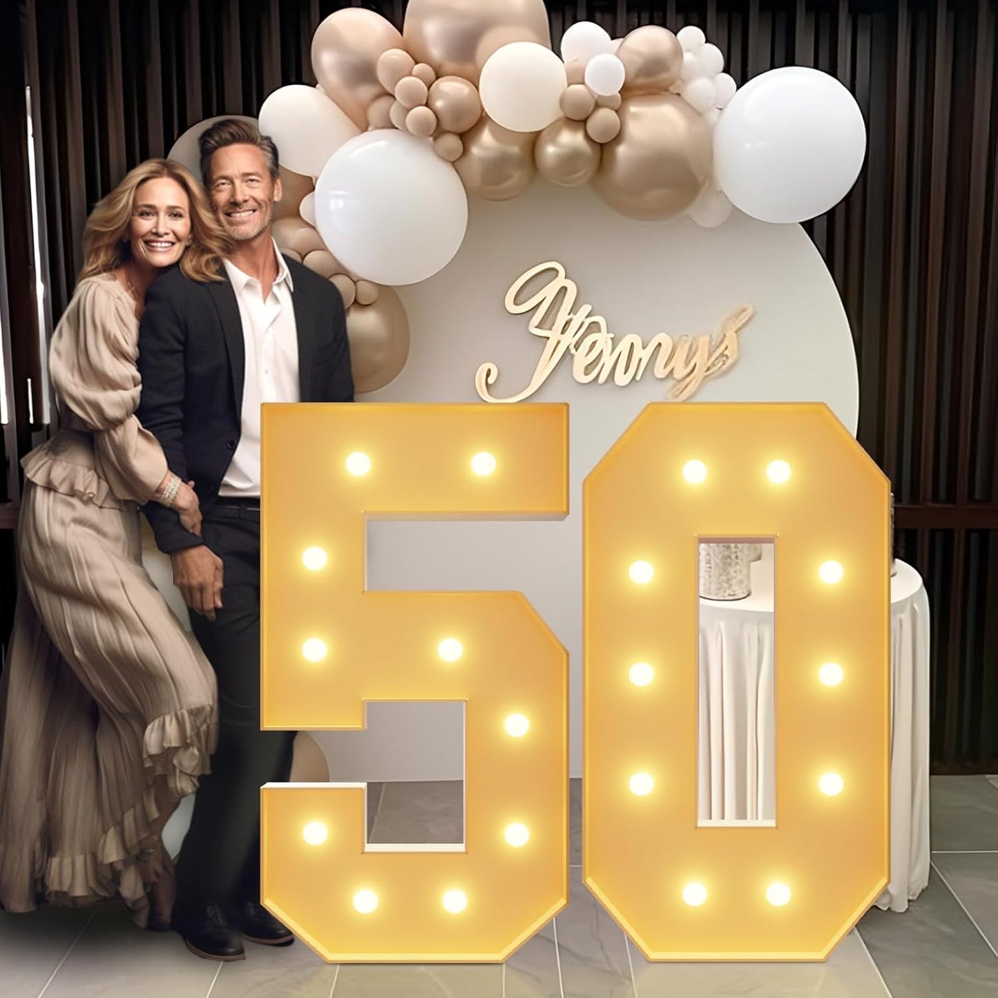 imprsv 4FT Light Up Numbers, Marquee Numbers 50th Birthday Decorations for Women Men, Large Light Up 50 Birthday Women Foam Board Anniversary Party Decorations Arch Kit (DIY)