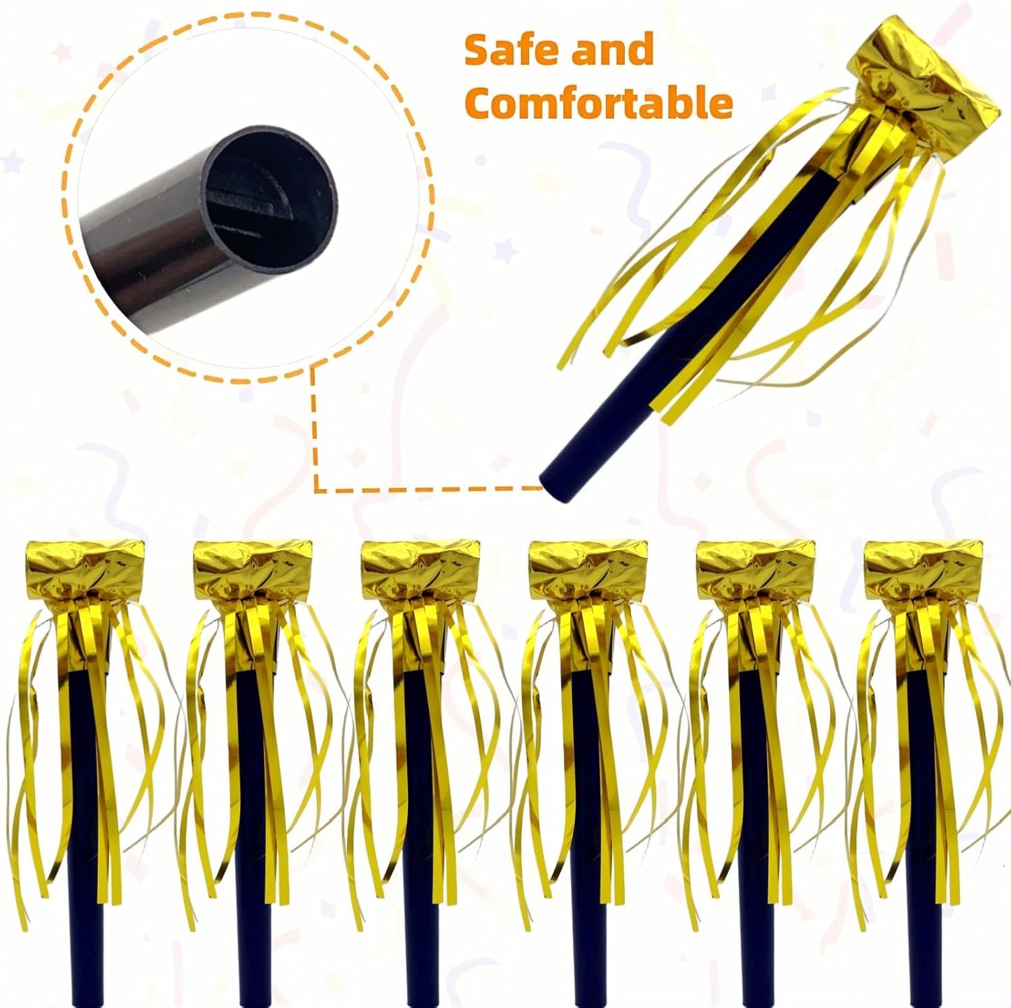 48 Pieces Party Squawkers Christmas Party Blowers Noise Makers for New Year Party Favor Supplies, Gold
