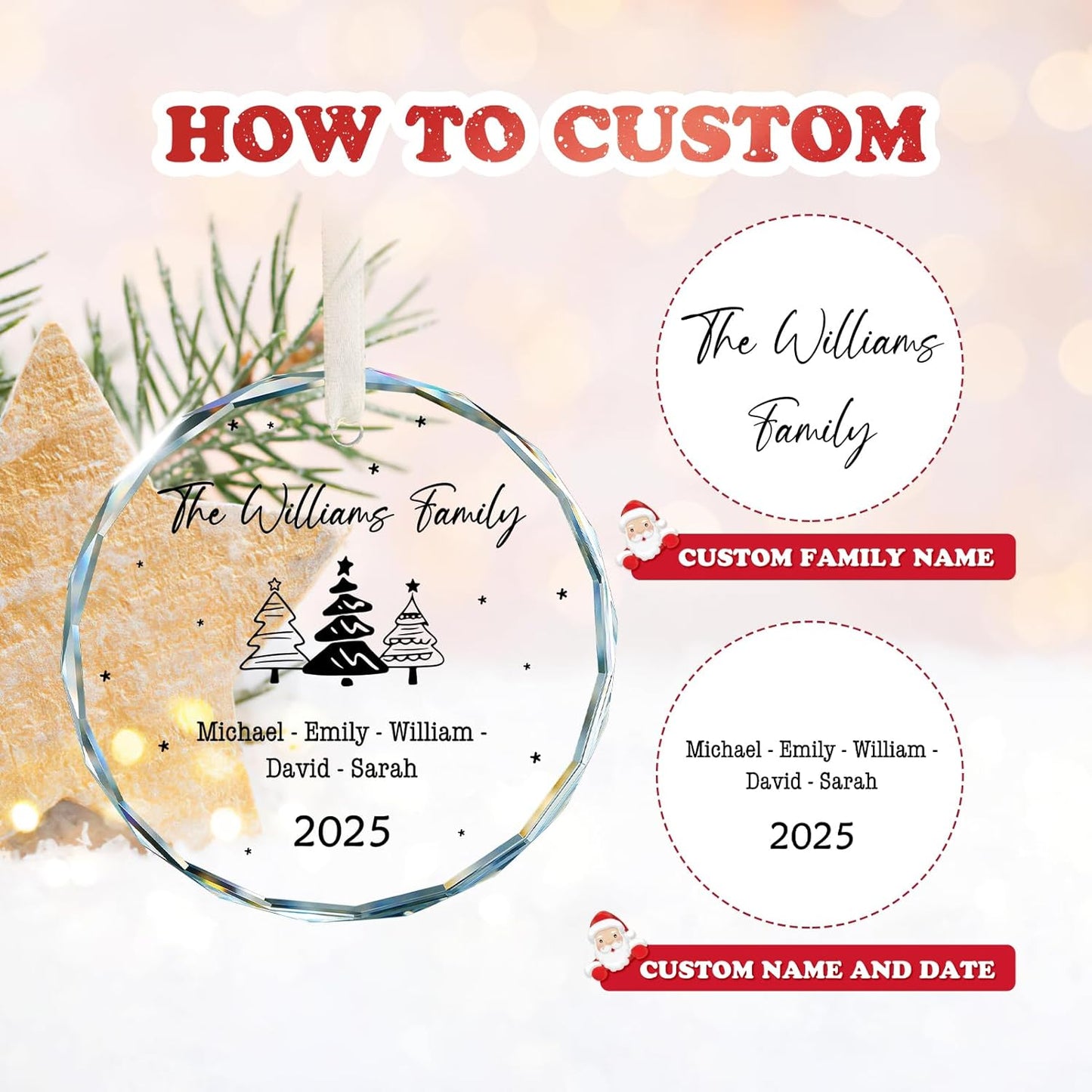 Family Christmas Ornaments 2025 Personalized, Family Ornaments with Custom Name, Tree Decorations, Customized