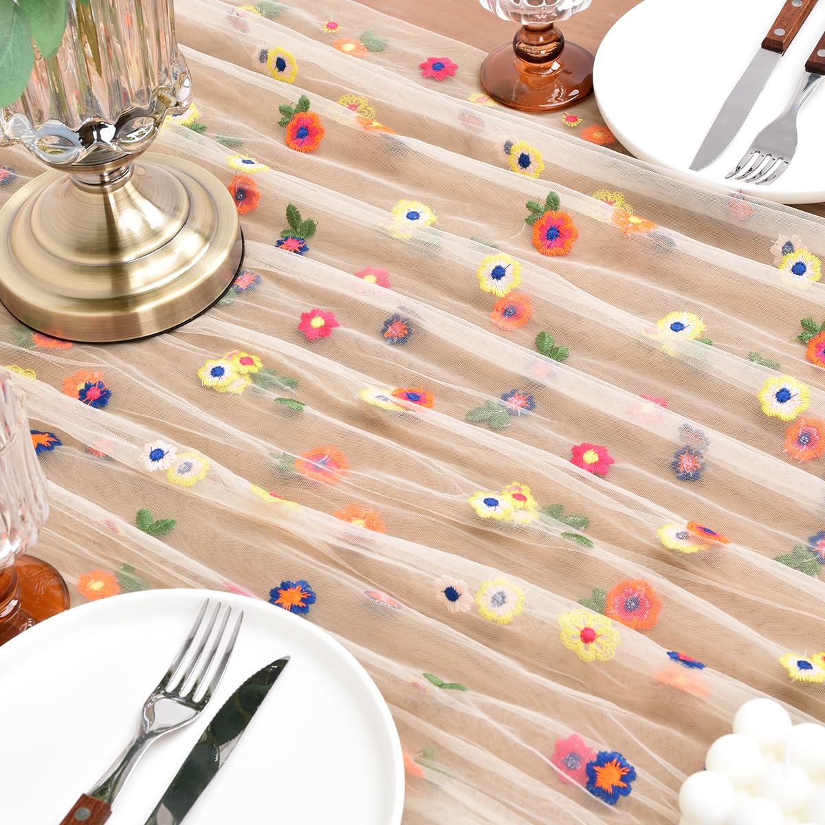 Flower Table Runner Floral Daisy Summer Birthday Party Garden Wedding Decor