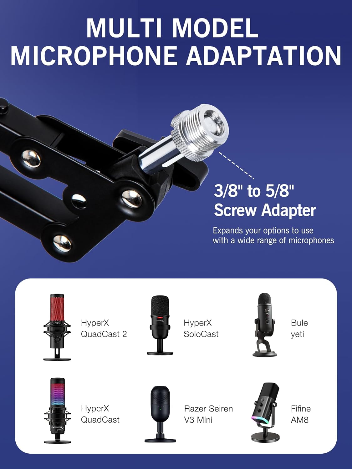 SUNMON RGB Boom Arm - Mic Arm With RGB Light, Adjustable 11 Light Modes, Microphone Boom Arm With Adapter Compatible with Fifine Microphone, Blue Yeti, HyperX QuadCast and Most Gaming Mic