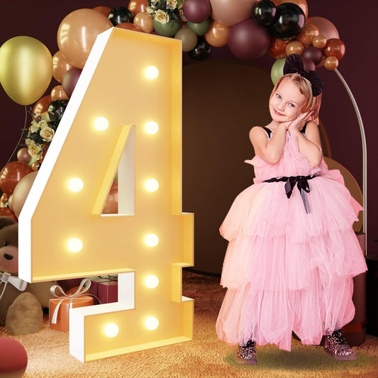 imprsv 4FT Marquee Numbers, Light Up Numbers 4 for 14th 40th Birthday Decorations, Large Light Up 4 Anniversary Party Deco, Pre-Cut Foam Board Kit
