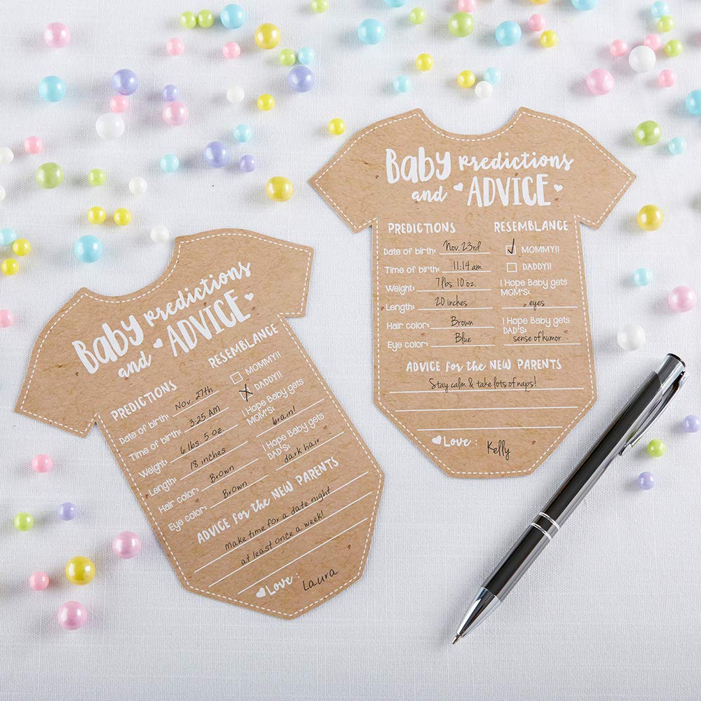 Kate Aspen Baby Predictions for Baby Shower Advice Cards - 50-Count Onesie Shaped Baby Shower Games