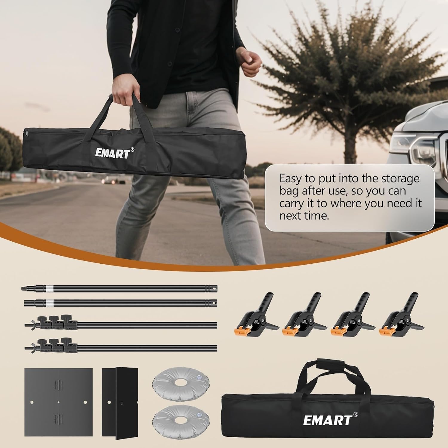 EMART Backdrop Stand Heavy Duty 8.5x10ft Adjustable Pipe and Drape Stand