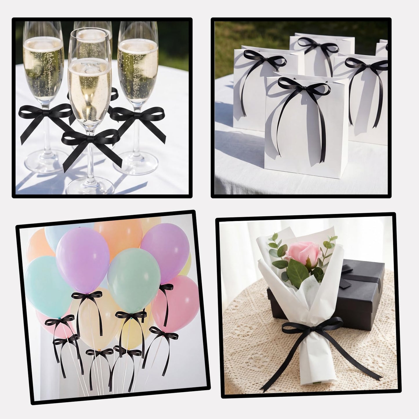 30 Pack Bow Cake Toppers Black Ribbon Bows for Cake Back to School Decor