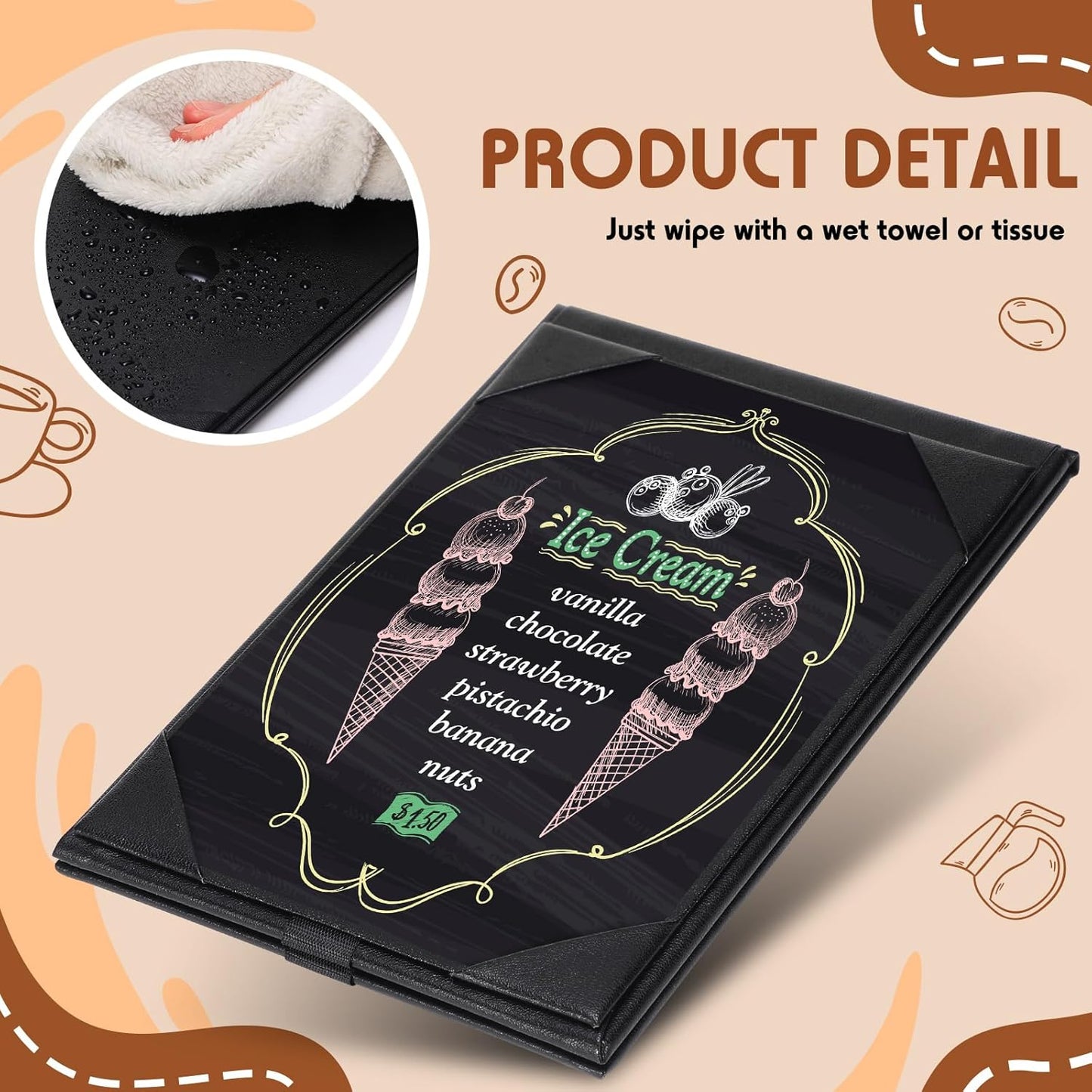 Gerrii Leatherette Table Tents Black PU Leather Menu Covers Bulk Double Sided Frame Sign Holders 2 Side Drink Dessert Menu Folders for Restaurant Coffee Cafe Bar Wedding Supplies(12 Pack,5 x 7 Inch)