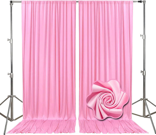 10ft x 10ft Pink Backdrop Curtains for Parties, Fabric Satin Background Curtain with Rod Pockets for Weddings, Birthday, Baby Shower, Photography, Graduation Party Backdrop Drapes, 2 Panels