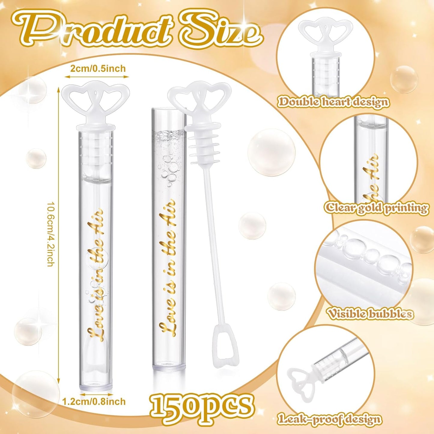 150 Pcs Bubble Wands Bulk for Wedding Party Mini Heart Wand with Bubble Solution for Wedding Bridal Showers Valentine Anniversary Graduation Birthday Supplies(White,Love)