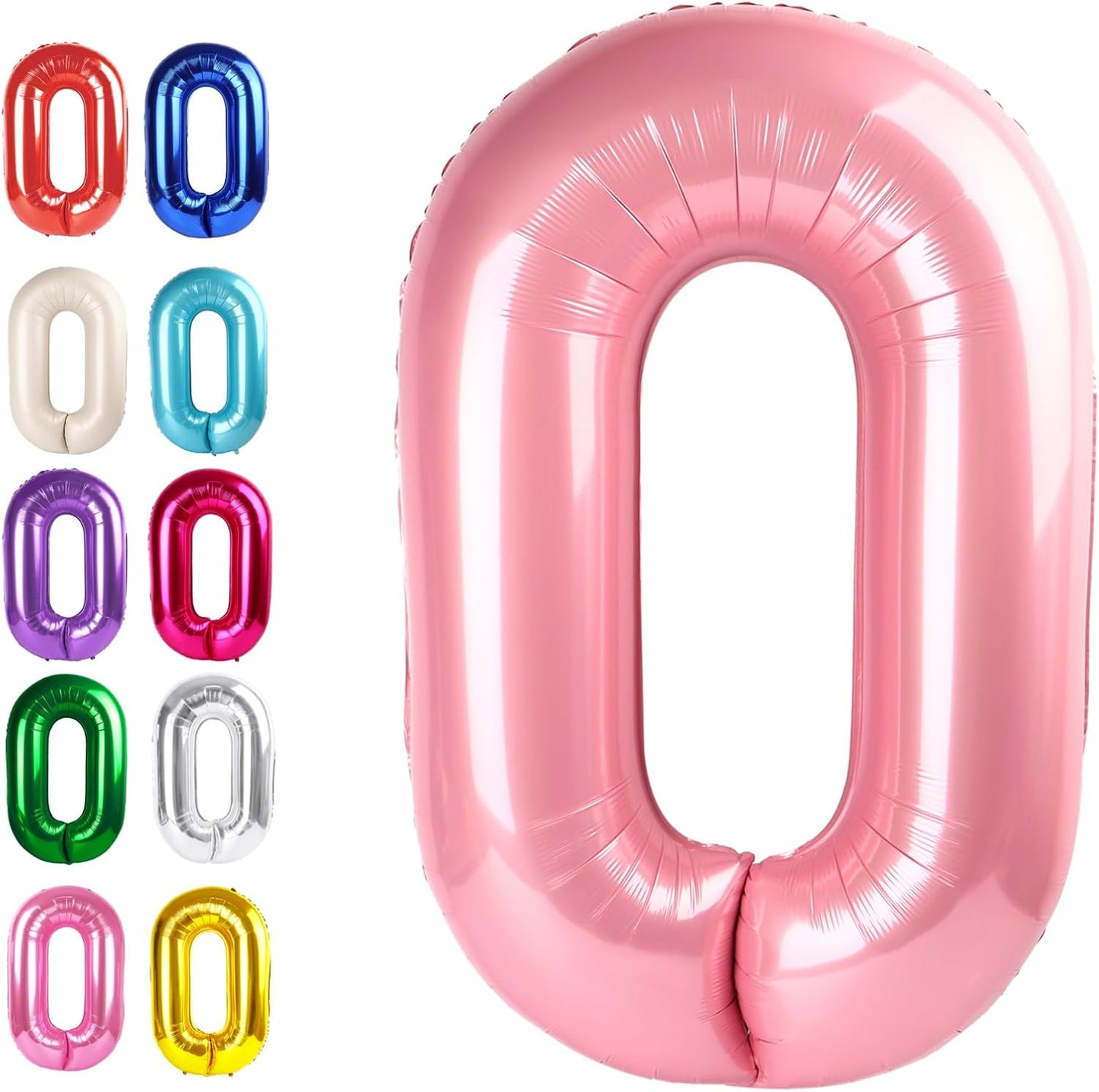 Pearl Pink 40 Inch 0 Number Balloons, 0 Decorations for 10 20 30 40 50 60 70 80 90 100 Birthday, Pearlescent Pink Foil Giant Birthday Graduations Anniversary Party Balloon
