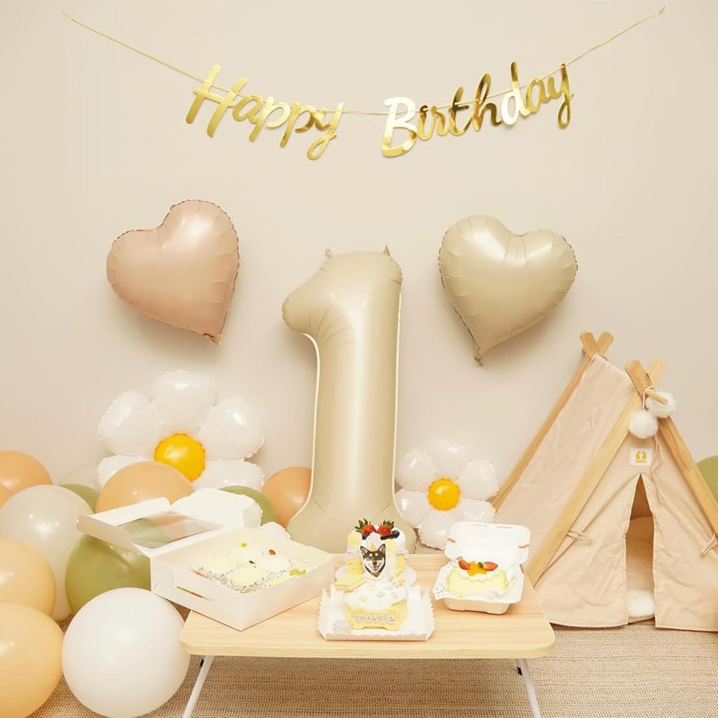 Cream White Beige Heart Balloons,12Pcs Caramel Sand White Heart Shaped Foil Balloons,18Inch Retro Apricot Helium Polyester Film Balloon for Baby Shower Birthday Anniversary Wedding Party Decorations