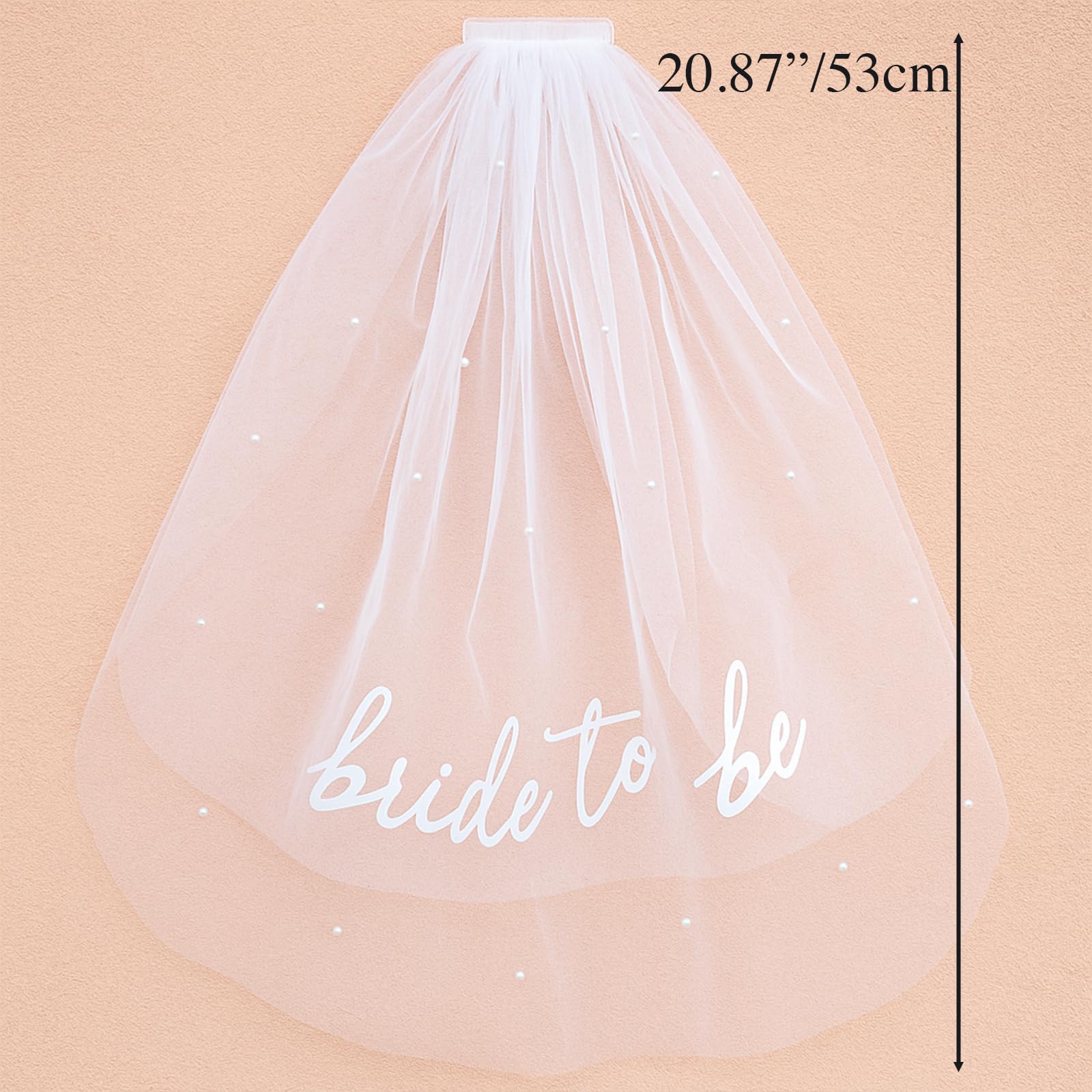 TWPER Bride to Be Veil for Bachelorette Party, White Pearl Veil Bride To Be Headband