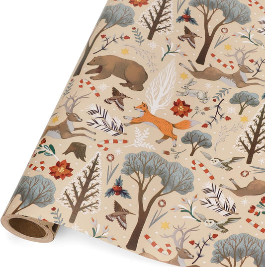 Ribbli Christmas Wrapping Paper Rolls,Mini Roll-17 Inch x 33 Feet-Christmas Woods