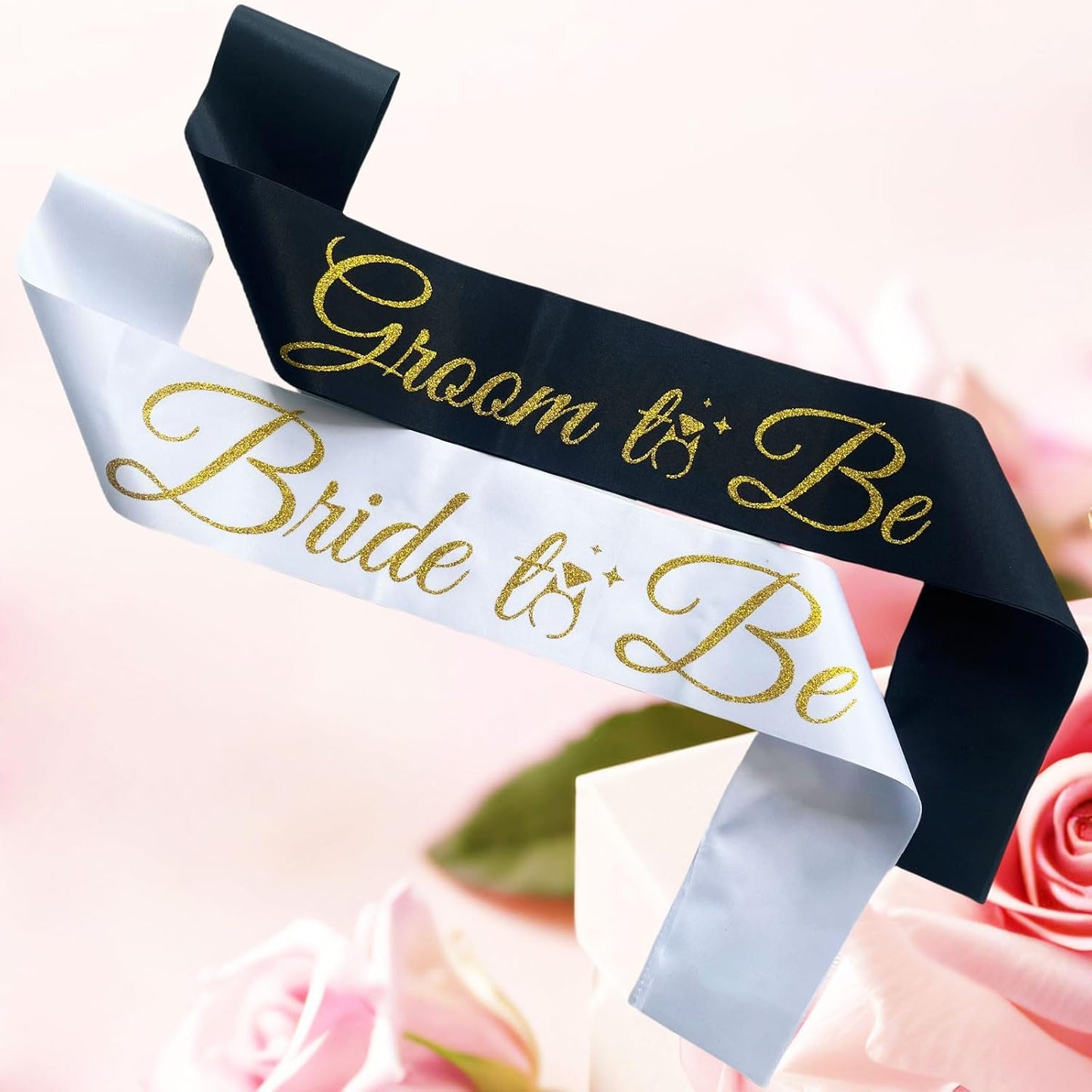 Bride Sash Bachelorette Party Bride and Groom to Be Sash for Bridal Shower Wedding Hen Party Decorations Engagement Gifts,White Gold