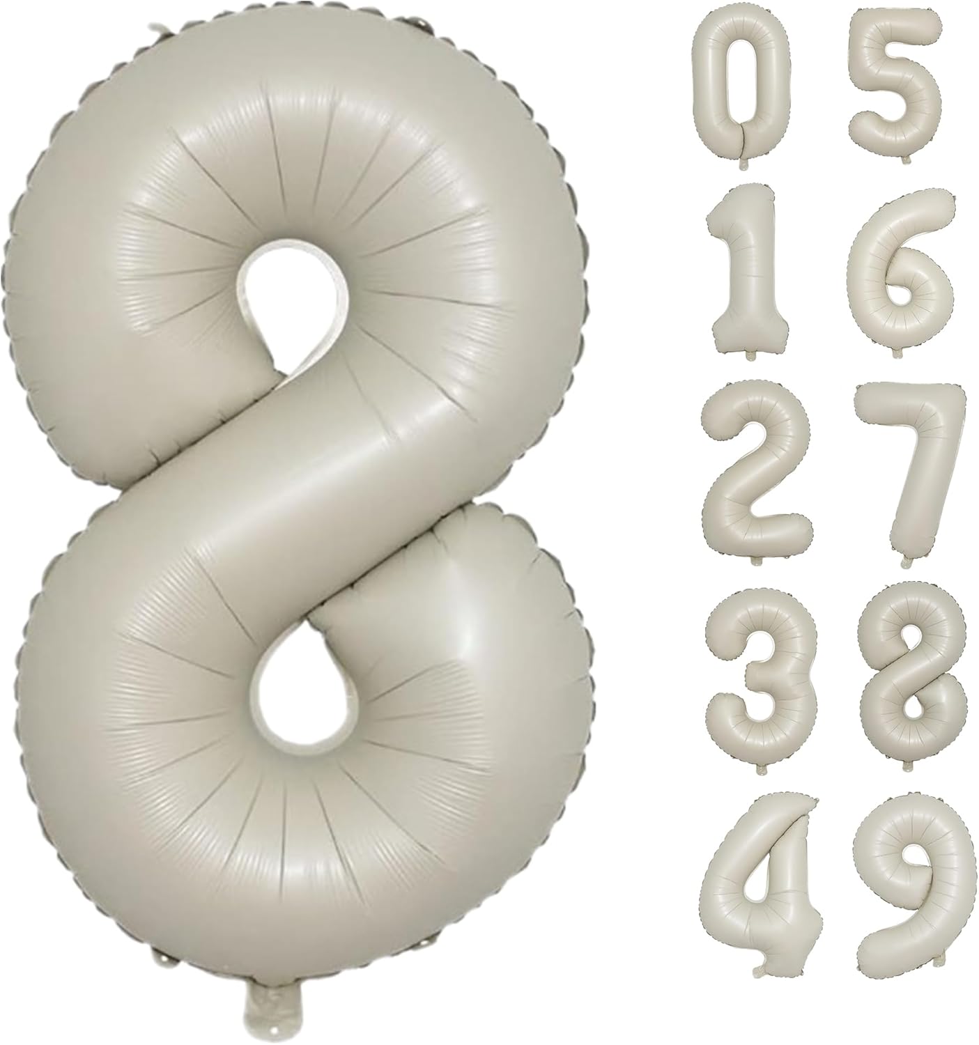 40 Inch Cream White Number 8 Balloon Mylar Big Foil Helium Number 8 18 28 38 48 58 68 88 Balloon Digital Birthday Party Wedding Decorations, Boy Baby Shower Decorations (Cream No 8)