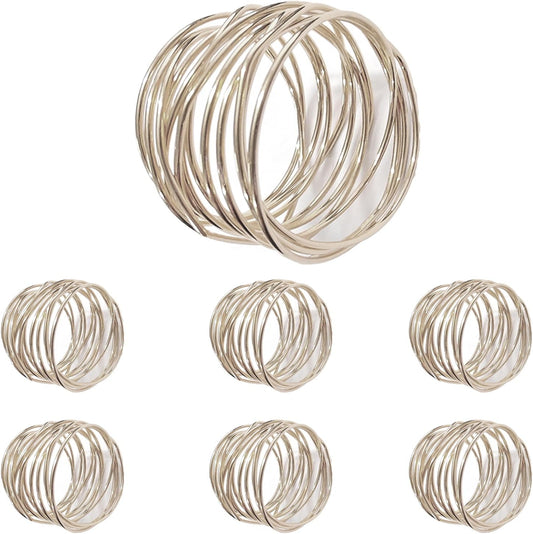 Silver Napkin Rings - 6 PCS Metal Napkin Rings(Twisted Wire) Napkin Holders Buckles for Family Dinner, Wedding, Party,Table Decorations